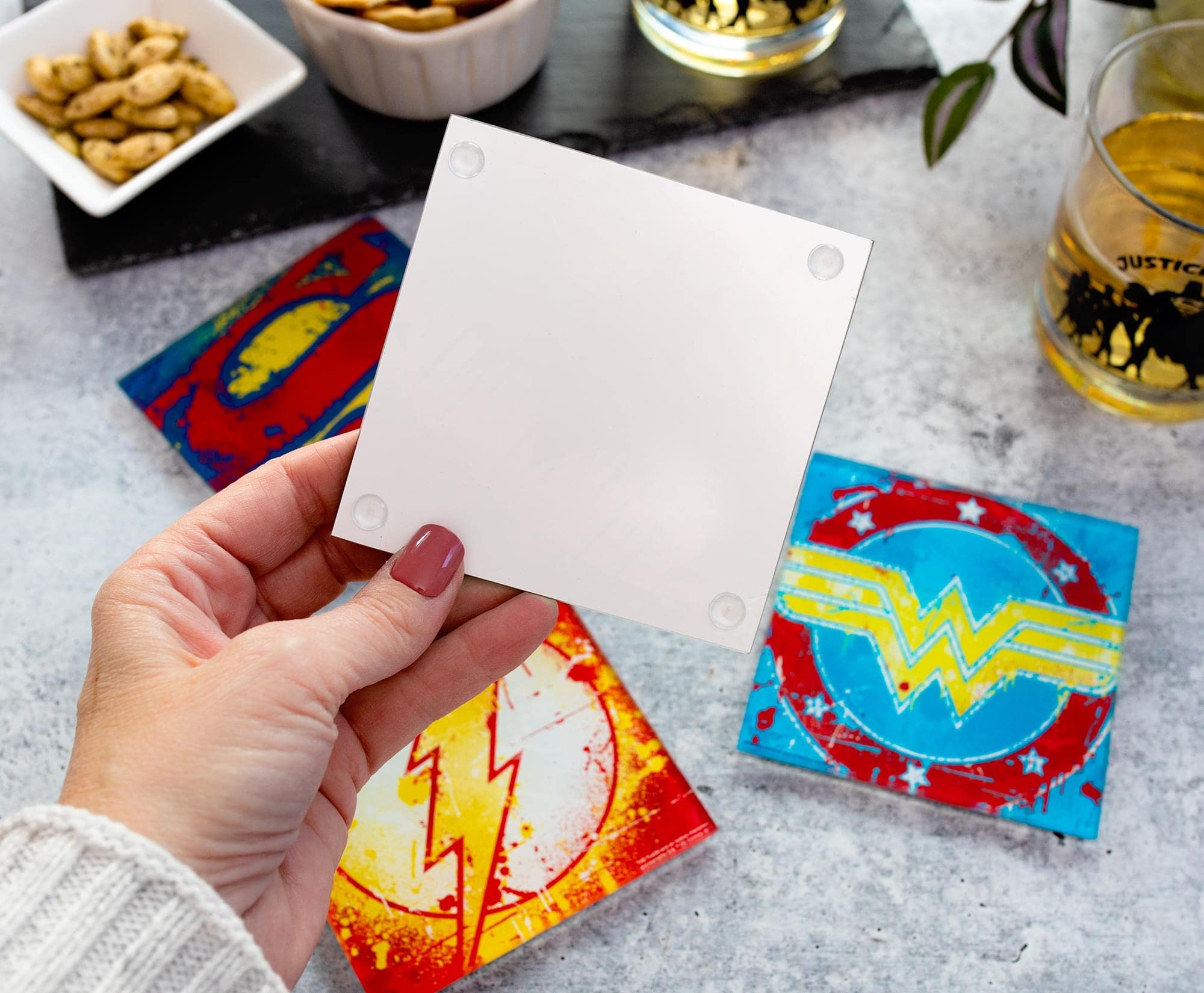 Foto 5 pulgar | Set De 4 Logotipos De Superhéroes Con Grafiti De Dc Comics De Glass Coasters - Venta Internacional.