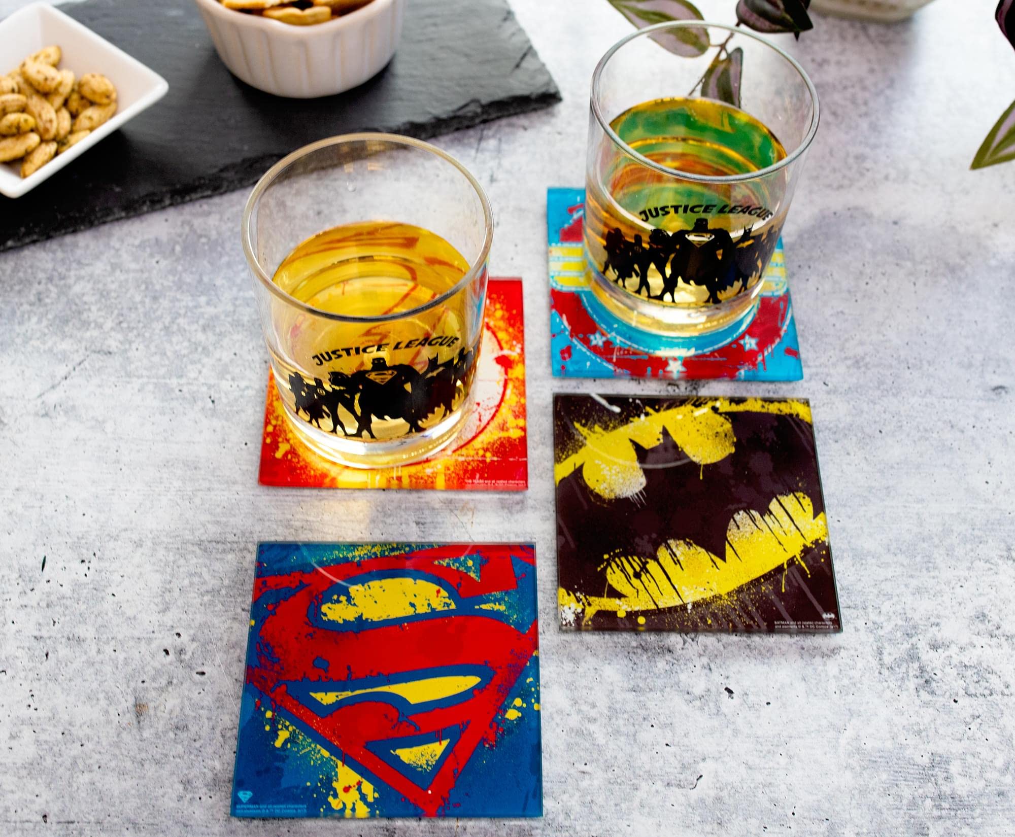 Foto 6 pulgar | Set De 4 Logotipos De Superhéroes Con Grafiti De Dc Comics De Glass Coasters - Venta Internacional.