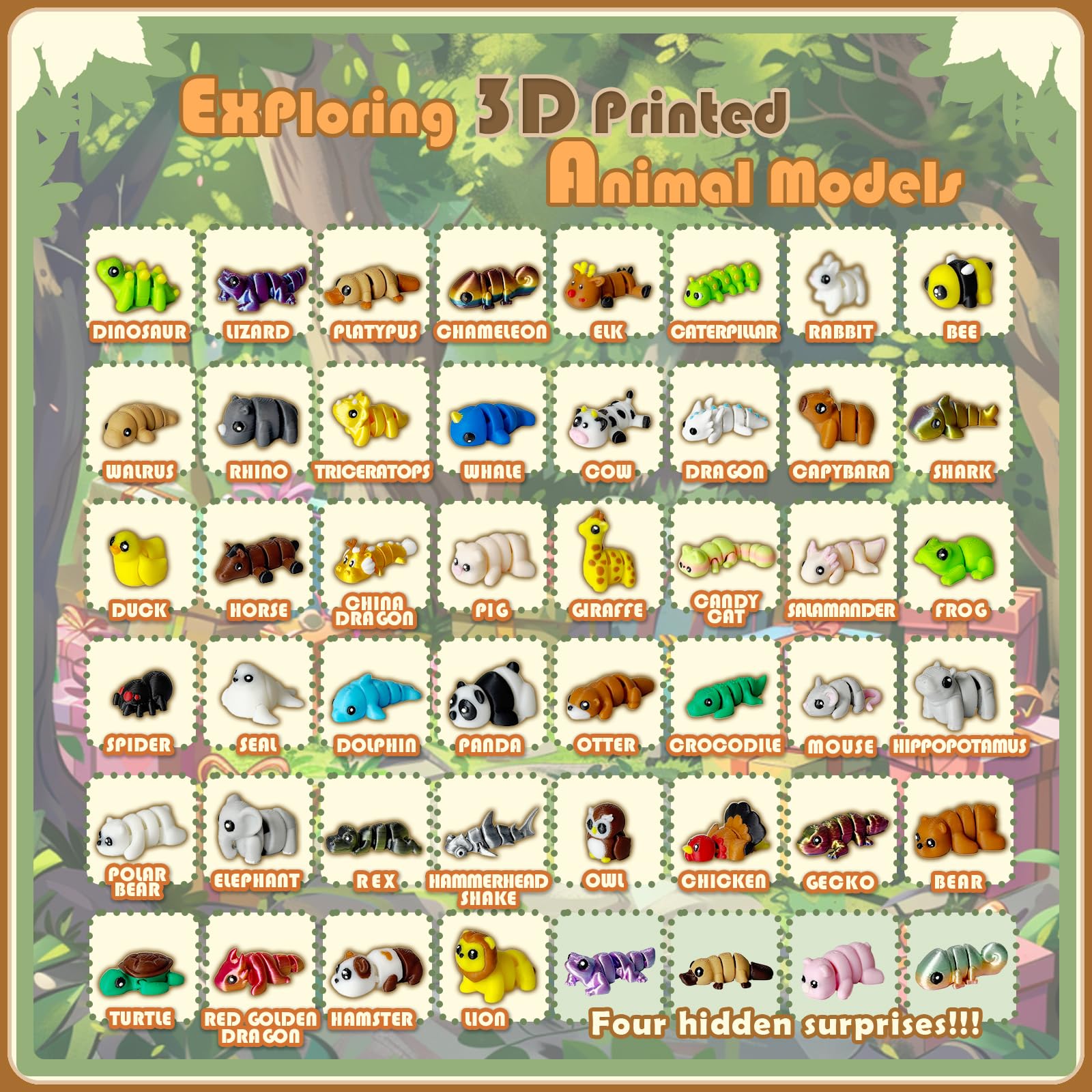 Foto 4 pulgar | Juego De Minifiguras De Animales, 20 Piezas, De Juguete Flexible Impreso En 3d - Venta Internacional.