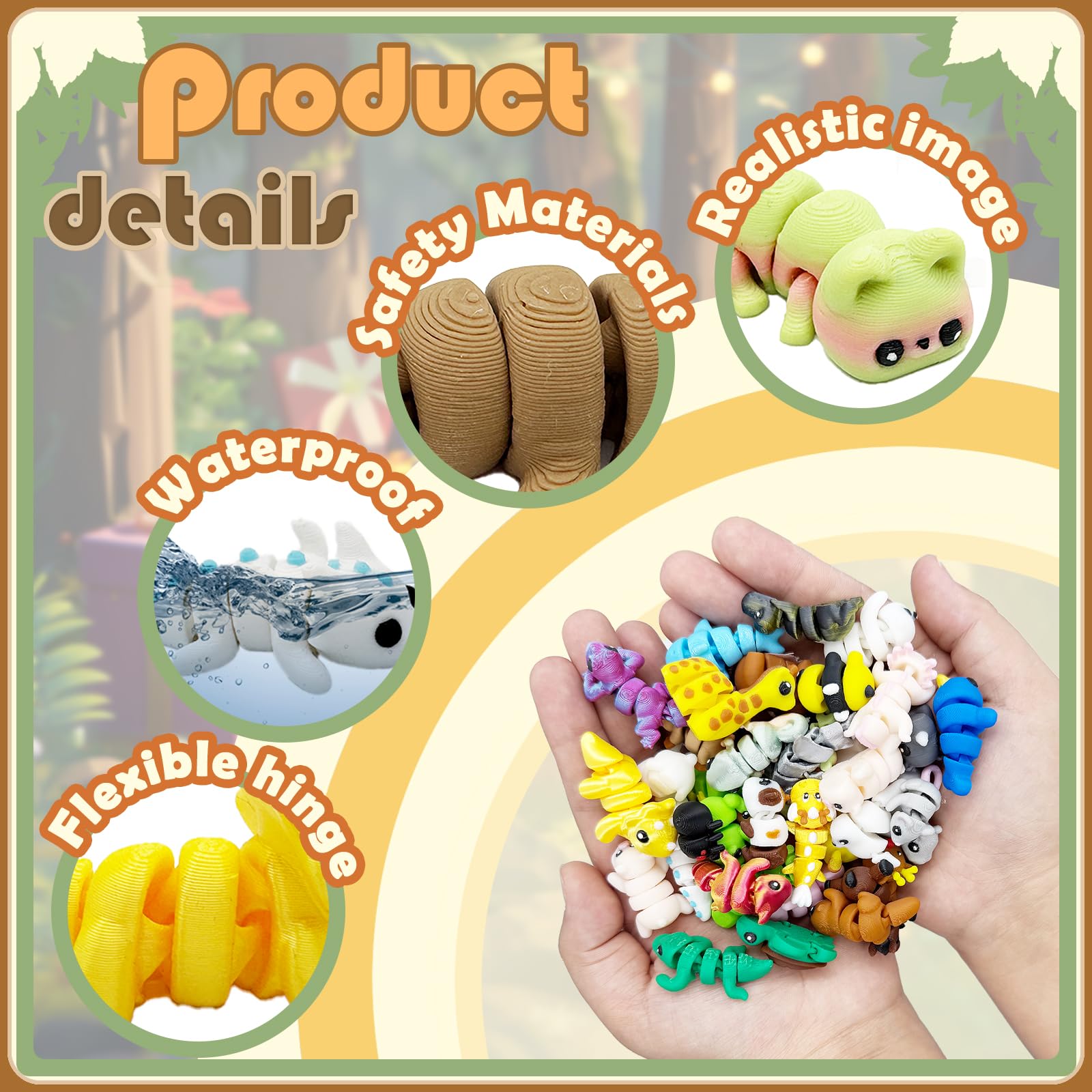 Foto 7 pulgar | Juego De Minifiguras De Animales, 20 Piezas, De Juguete Flexible Impreso En 3d - Venta Internacional.