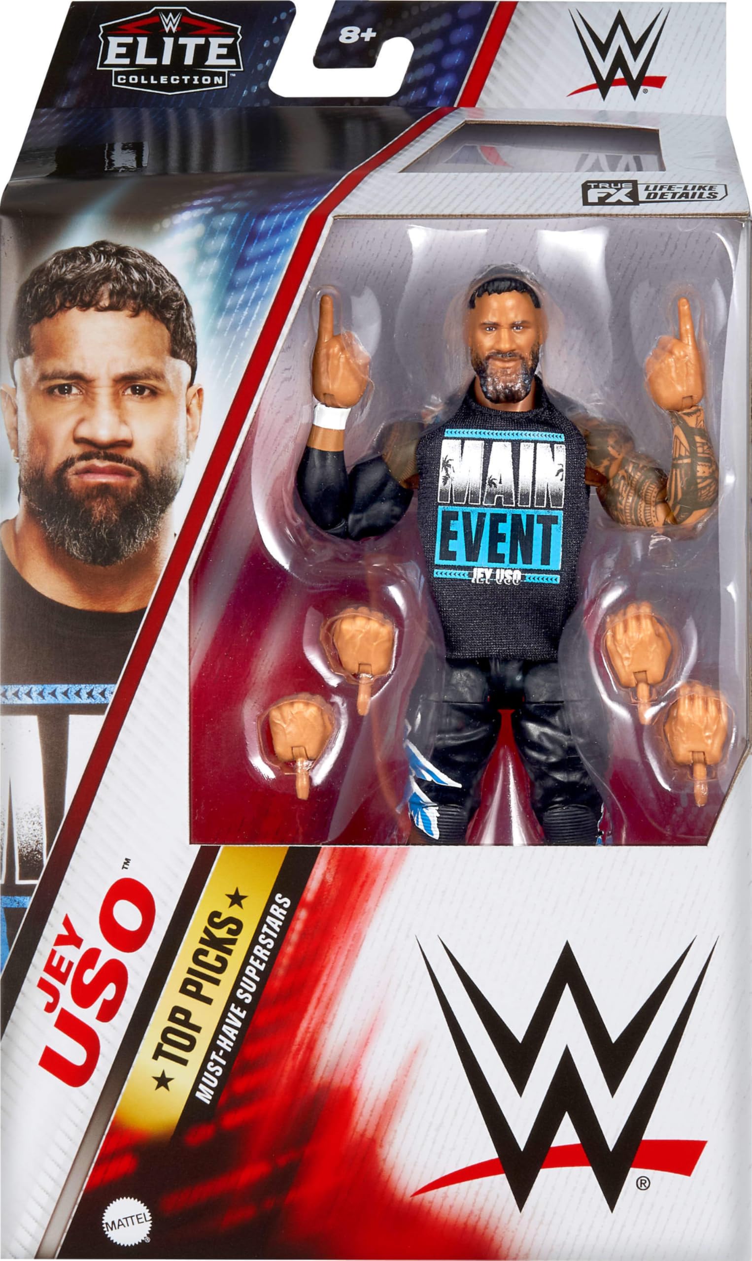 Foto 3 pulgar | Figura De Acción Mattel Wwe Top Picks Elite Jey Uso De 6 Pulgadas - Venta Internacional.