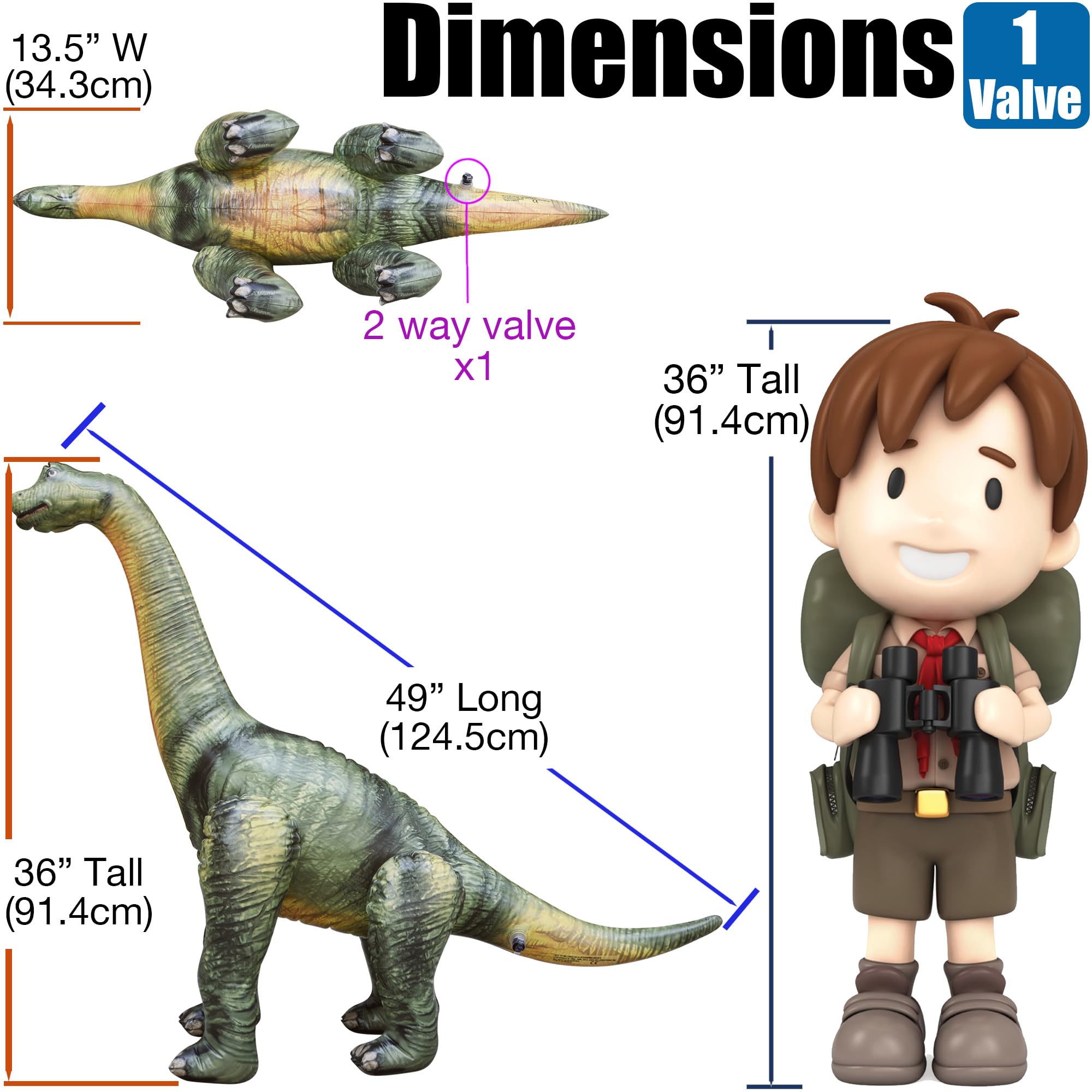 Foto 3 pulgar | Juguete Inflable Con Forma De Dinosaurio Jet Creations Brachiosaurus De 90 Cm De Altura - Venta Internacional.
