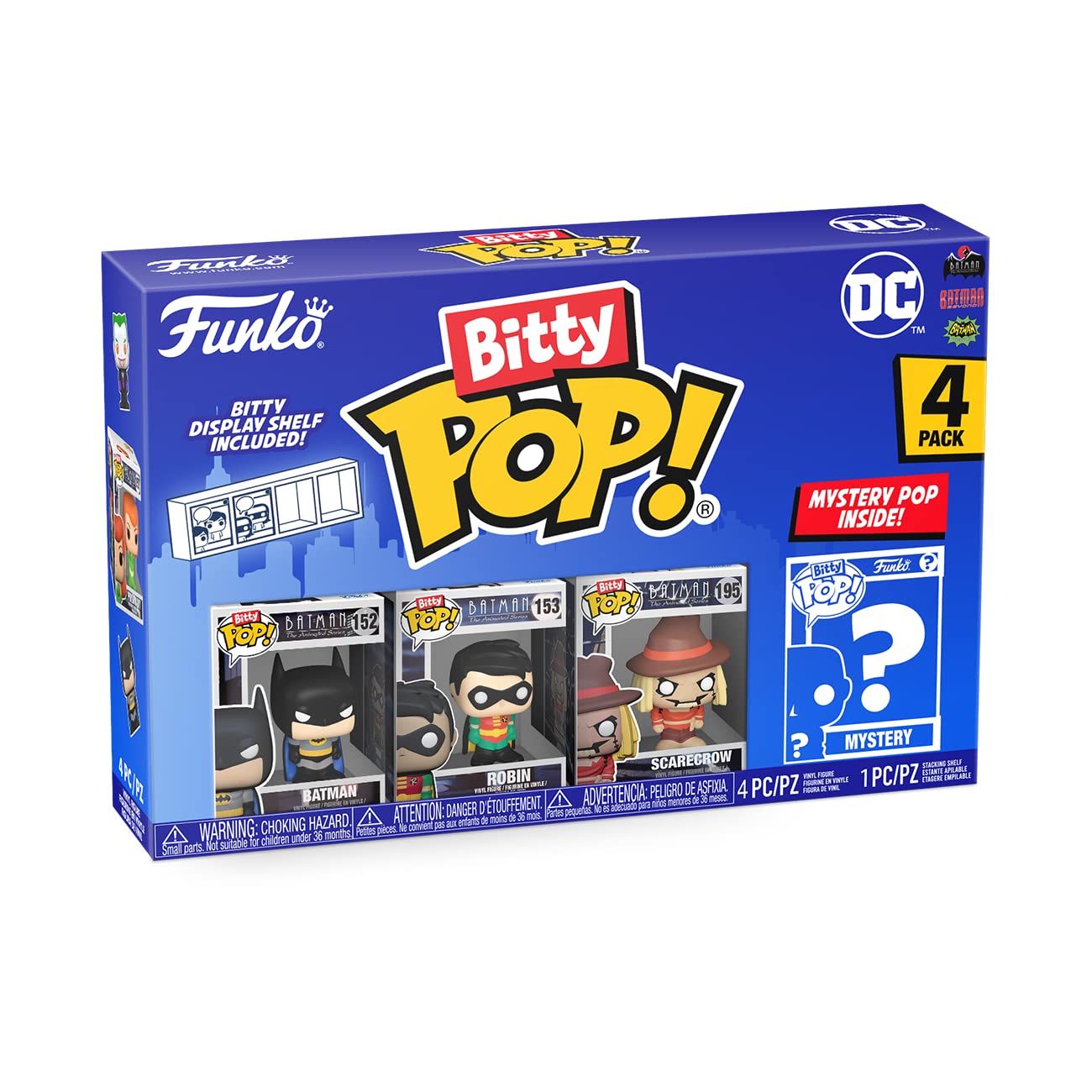 Bitty Pop Funko Dc Batman, Paquete De 4 Unidades Con Batman, Robin Y Espantapájaros - Venta Internacional.