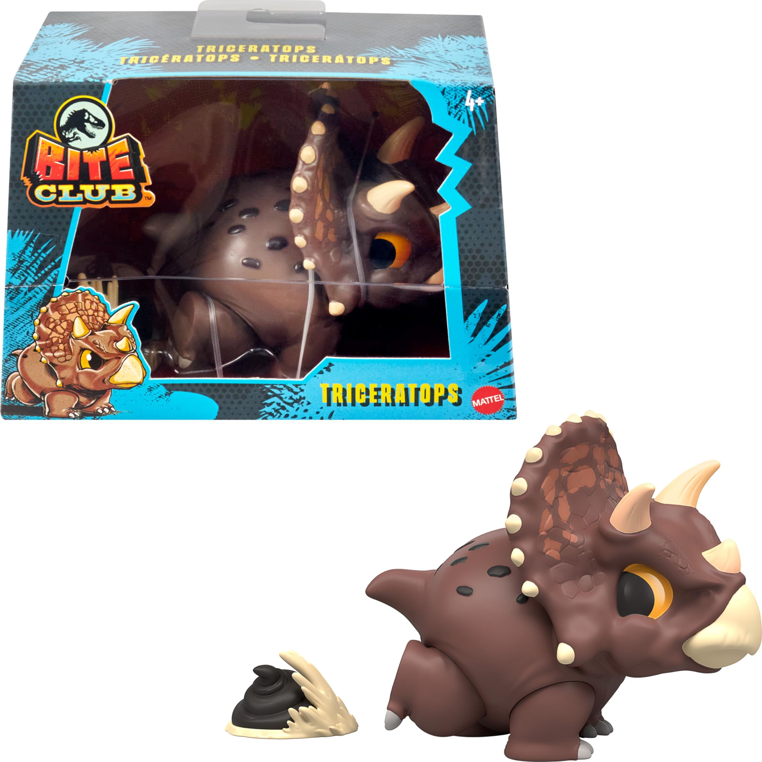 Figura De Acción Mattel Jurassic World Bite Club Triceratops - Venta Internacional.