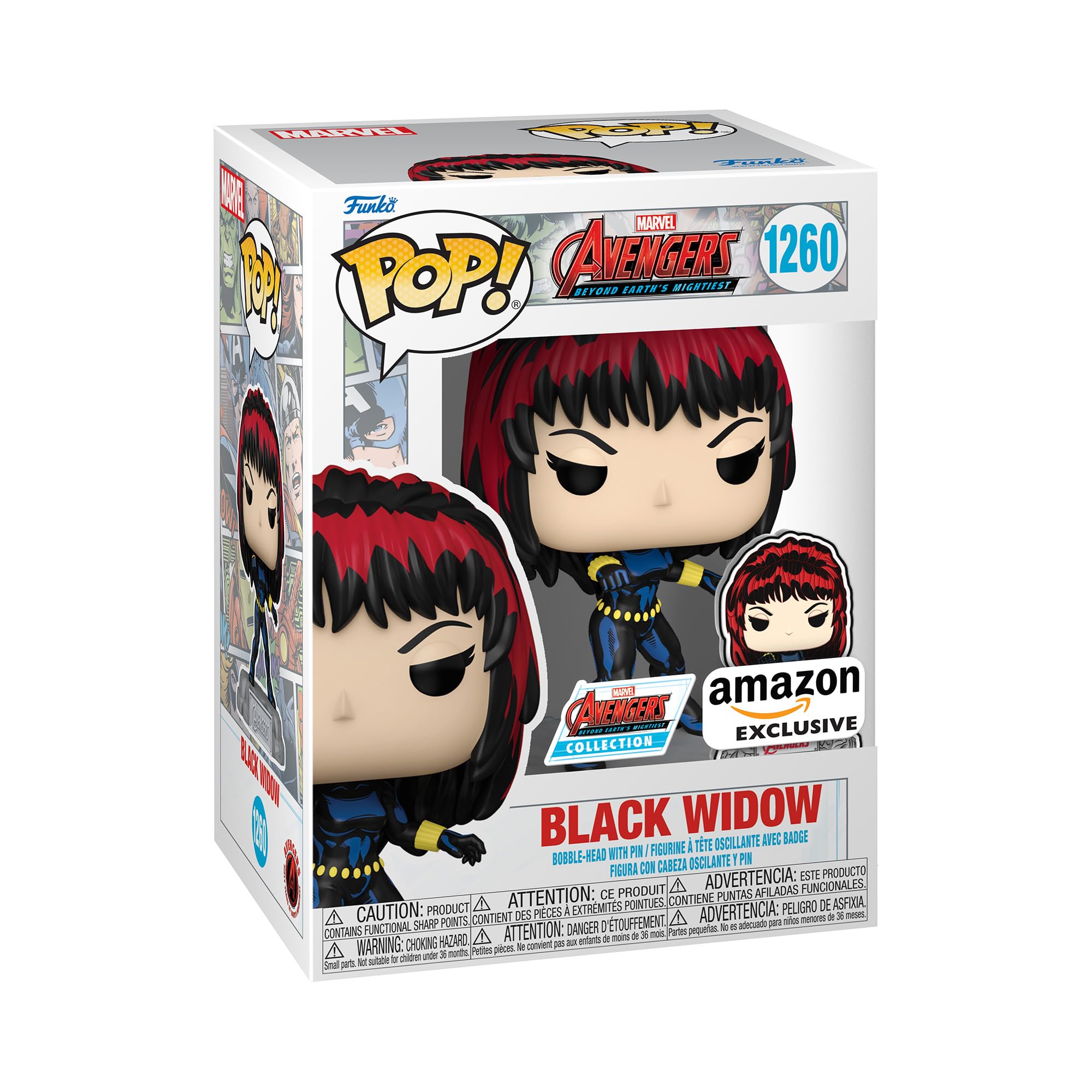 Foto 2 pulgar | Funko Pop! De Colección 60 Aniversario De Black Widow Con Pin - Venta Internacional.