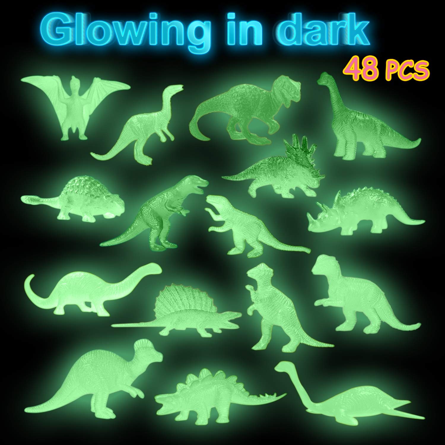 Foto 2 | Minifiguras De Dinosaurio Toy Augtoy, 48 Unidades, Que Brillan En La Oscuridad - Venta Internacional.