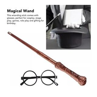 Foto 3 | Varita Harry Potter Con Luz Belug, Incluye Unos Lentes Para Disfraz Marrón Negro