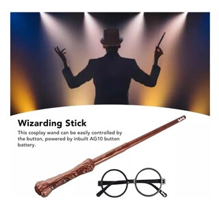 Foto 4 | Varita Harry Potter Con Luz Belug, Incluye Unos Lentes Para Disfraz Marrón Negro