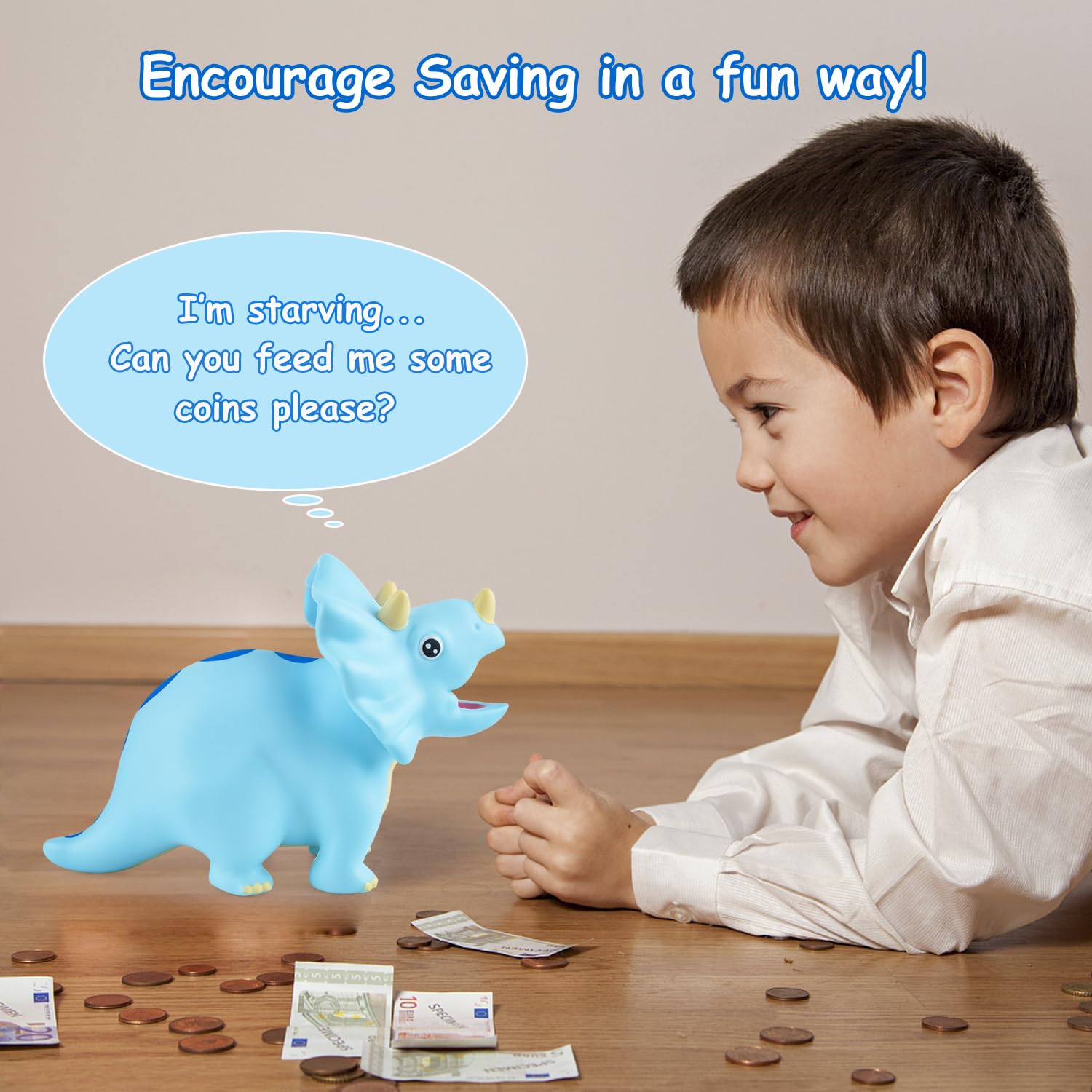 Foto 2 | Hucha Con Forma De Dinosaurio Pjdrllc De Plástico Irrompible Para Niños - Venta Internacional.
