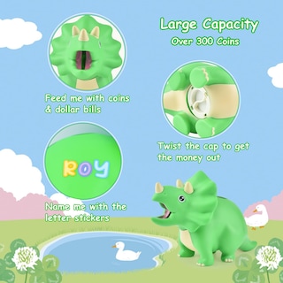 Foto 5 | Hucha Con Forma De Dinosaurio Pjdrllc De Plástico Irrompible Para Niños - Venta Internacional.