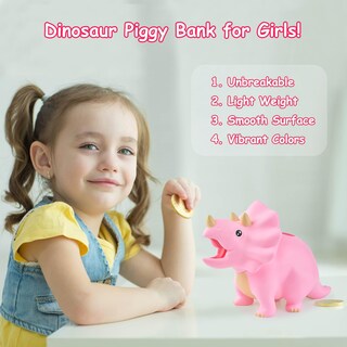 Foto 2 | Hucha Con Forma De Dinosaurio Pjdrllc De Plástico Irrompible Para Niños - Venta Internacional.