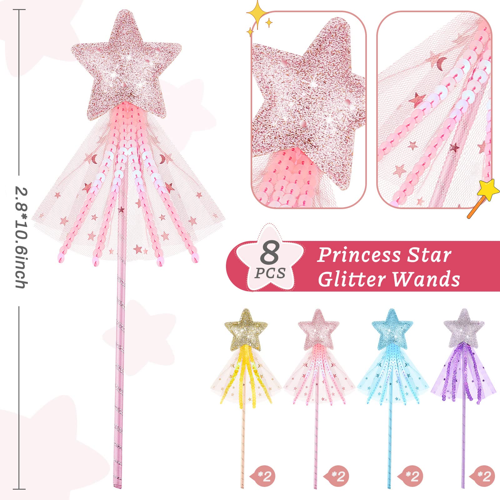 Foto 3 pulgar | Regalos De Fiesta Fairy Wands Skylety Princess Para Niñas, 8 Unidades - Venta Internacional.