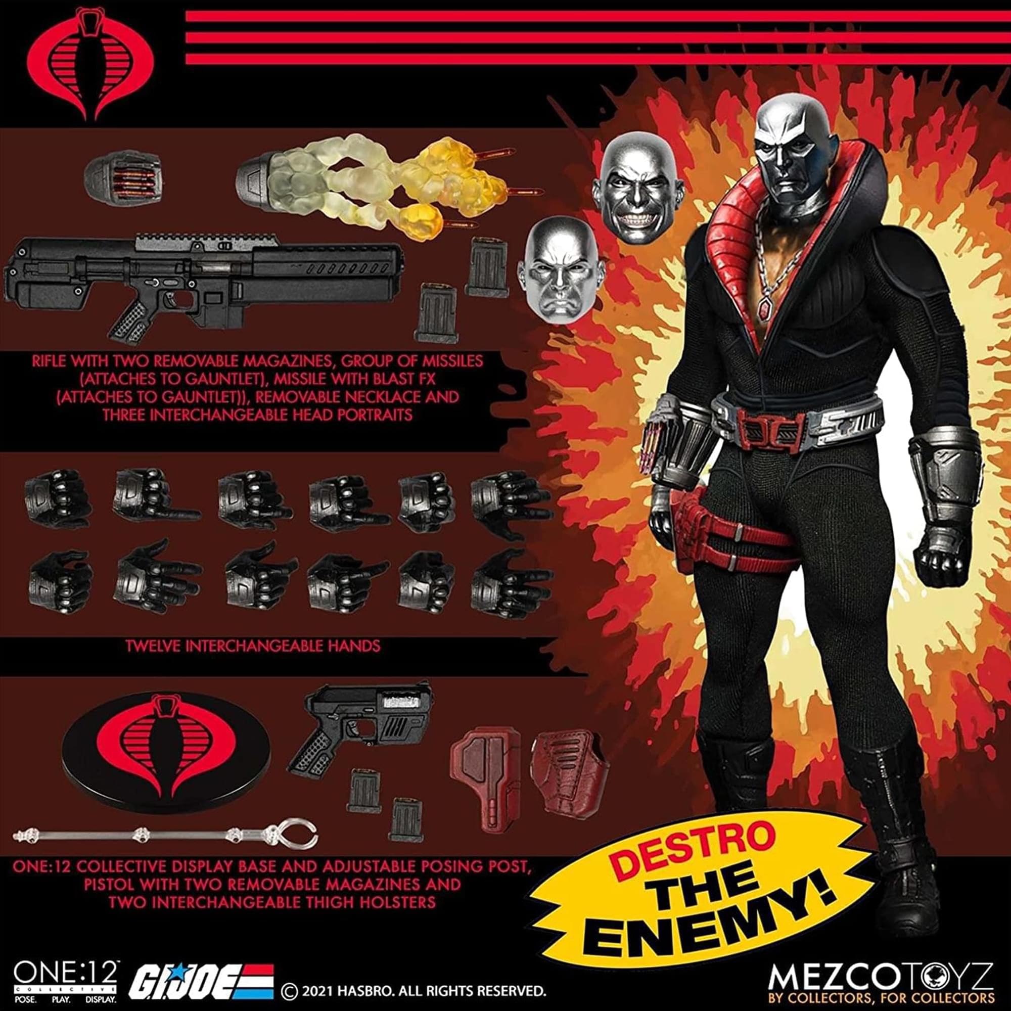Foto 8 pulgar | Figura De Acción Mezco Toys G.i. Joe Destro Escala 1/12 17 Cm - Venta Internacional.