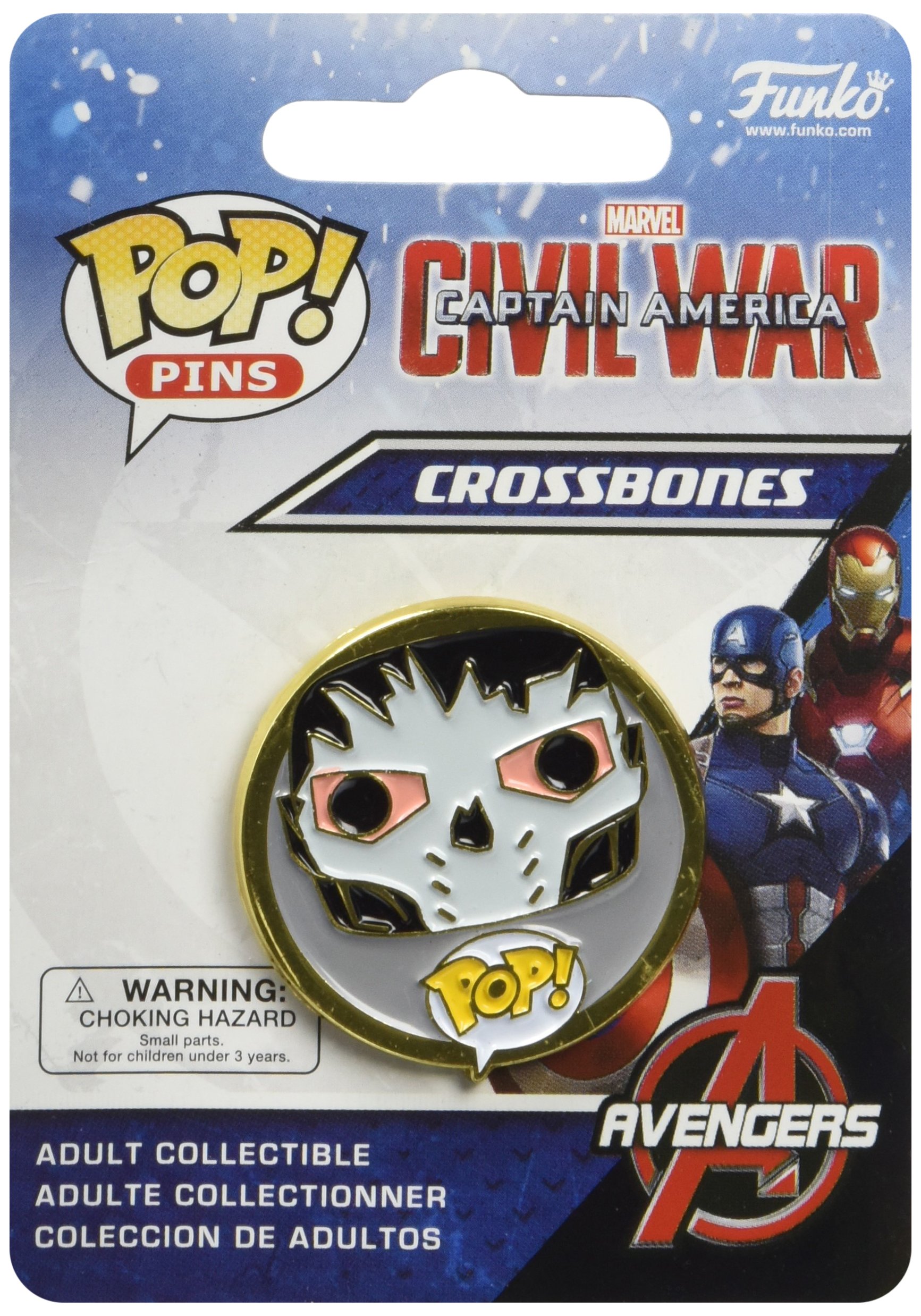 Foto 2 pulgar | Alfiler Esmaltado Funko Pop! Capitán América  Guerra Civil  Tibias Cruzadas - Venta Internacional.