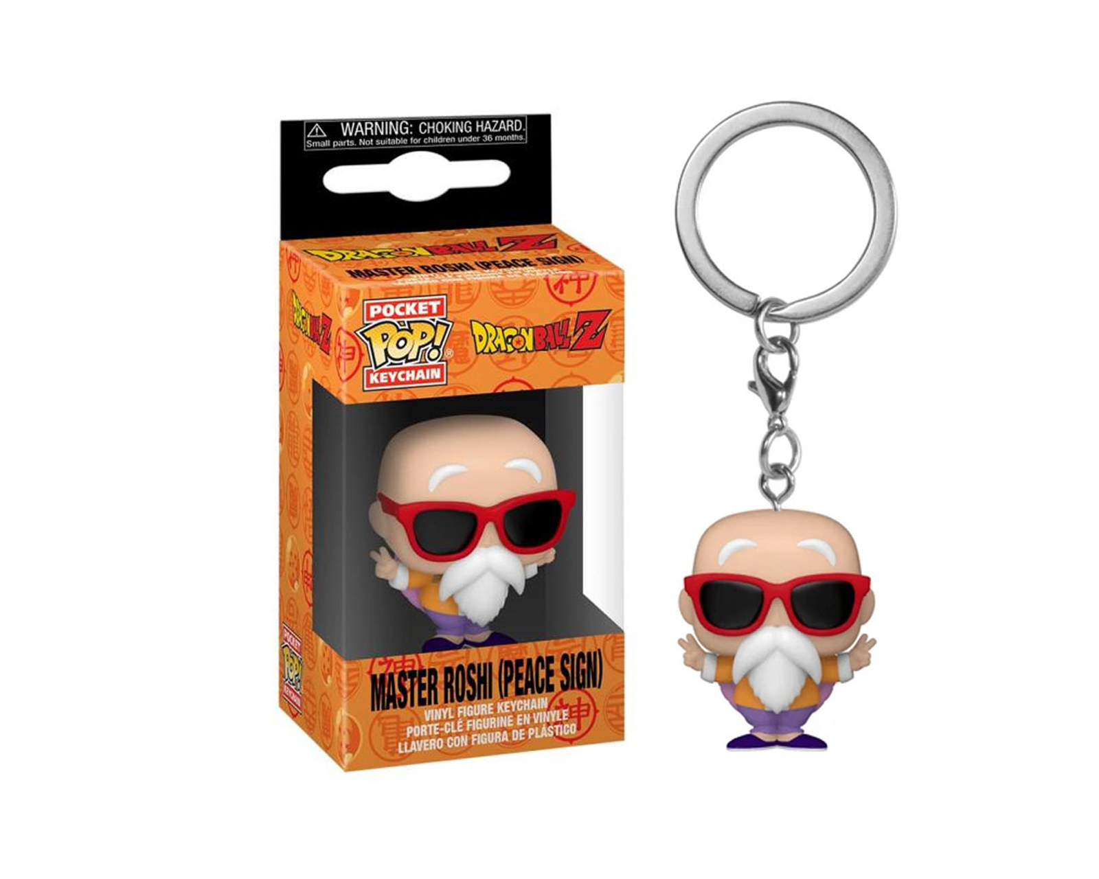 Foto 2 pulgar | Llavero Master Roshi Peace Sign Dragon Funko Keychain Pocket Pop