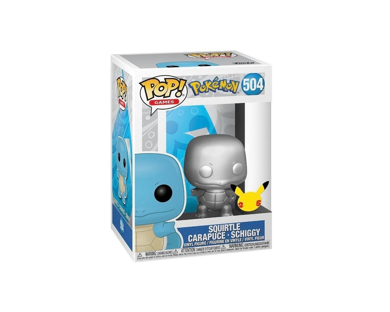 Figura de Squirtle Silver 504 Pokemon Funko Pop color Plateado