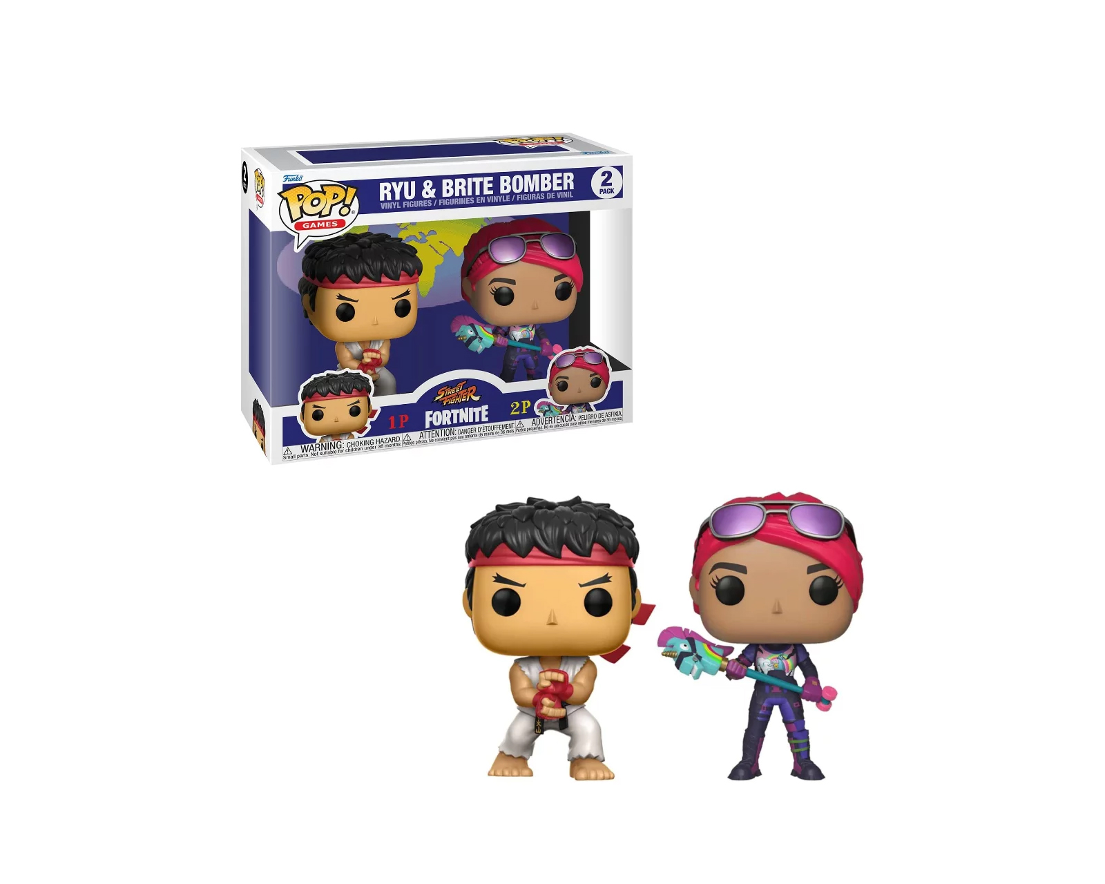Foto 2 pulgar | Pack de Figuras Funko Pop Ryu y Brite Bomber Street Fighter X Fortnite