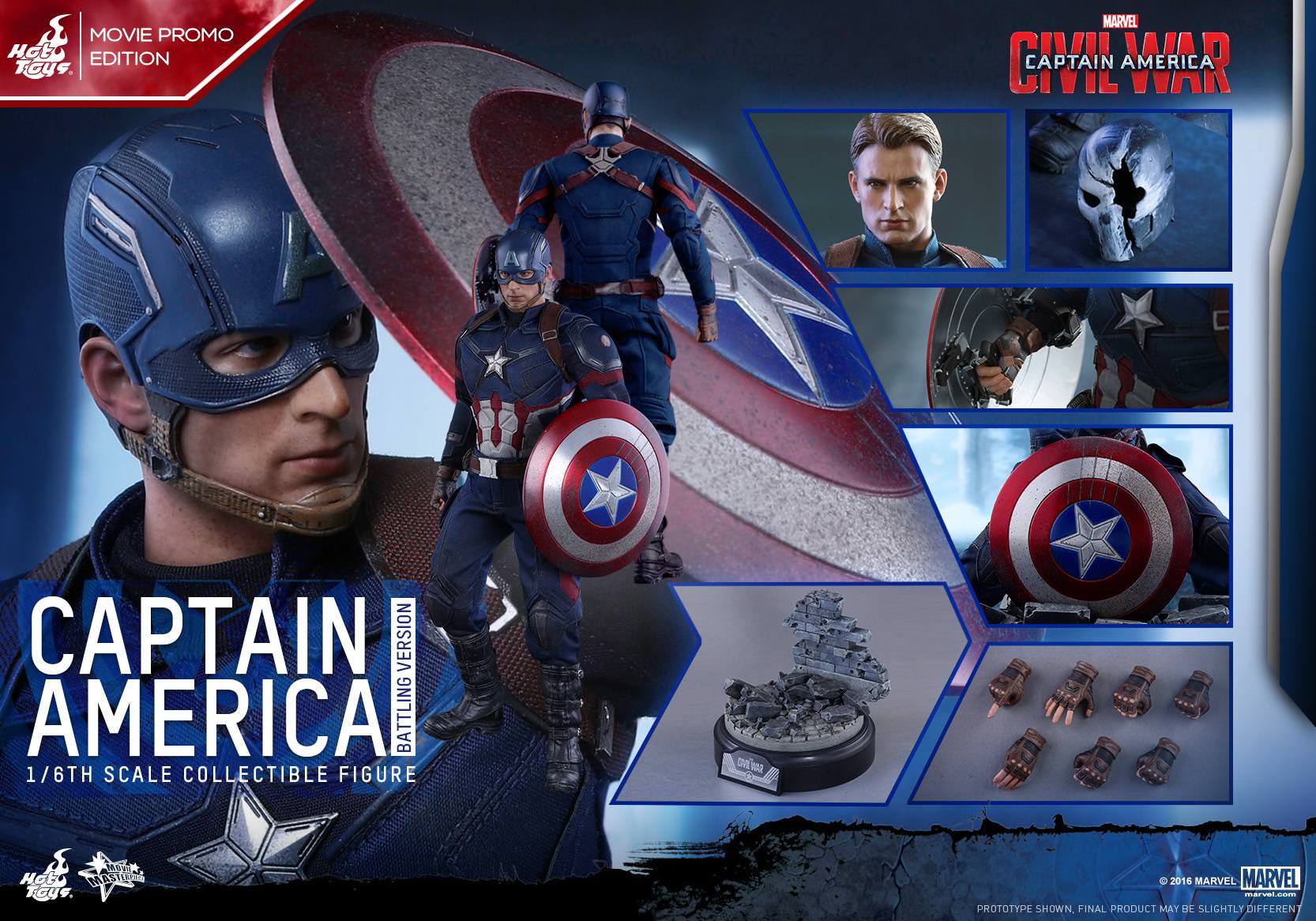 Foto 3 pulgar | Captain America Battling Version Hot Toys Civil War