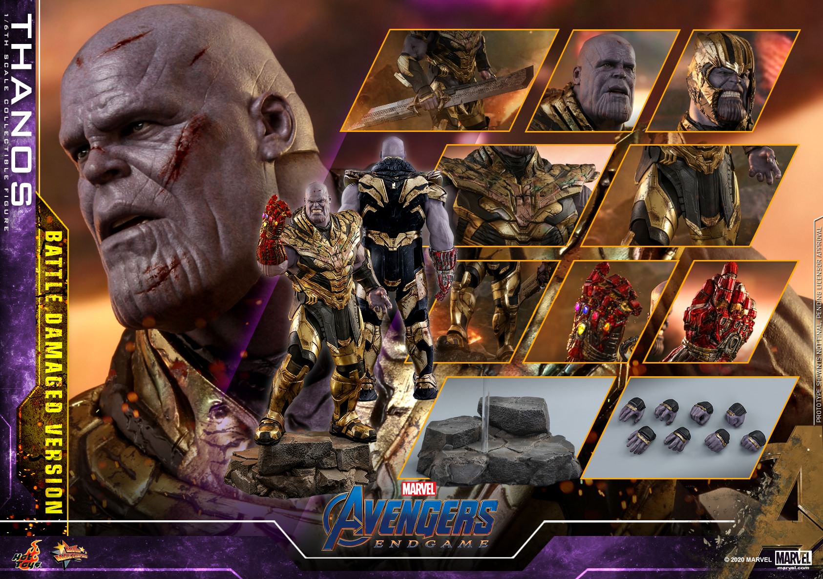 Foto 3 pulgar | Thanos Battle Damaged 1/6 Hot Toys Endgame