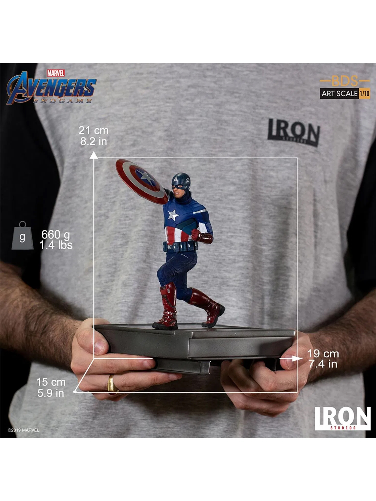 Foto 3 pulgar | Figura Capitán América 2012 Avengers: Endgame Iron Studios Escala 1/10