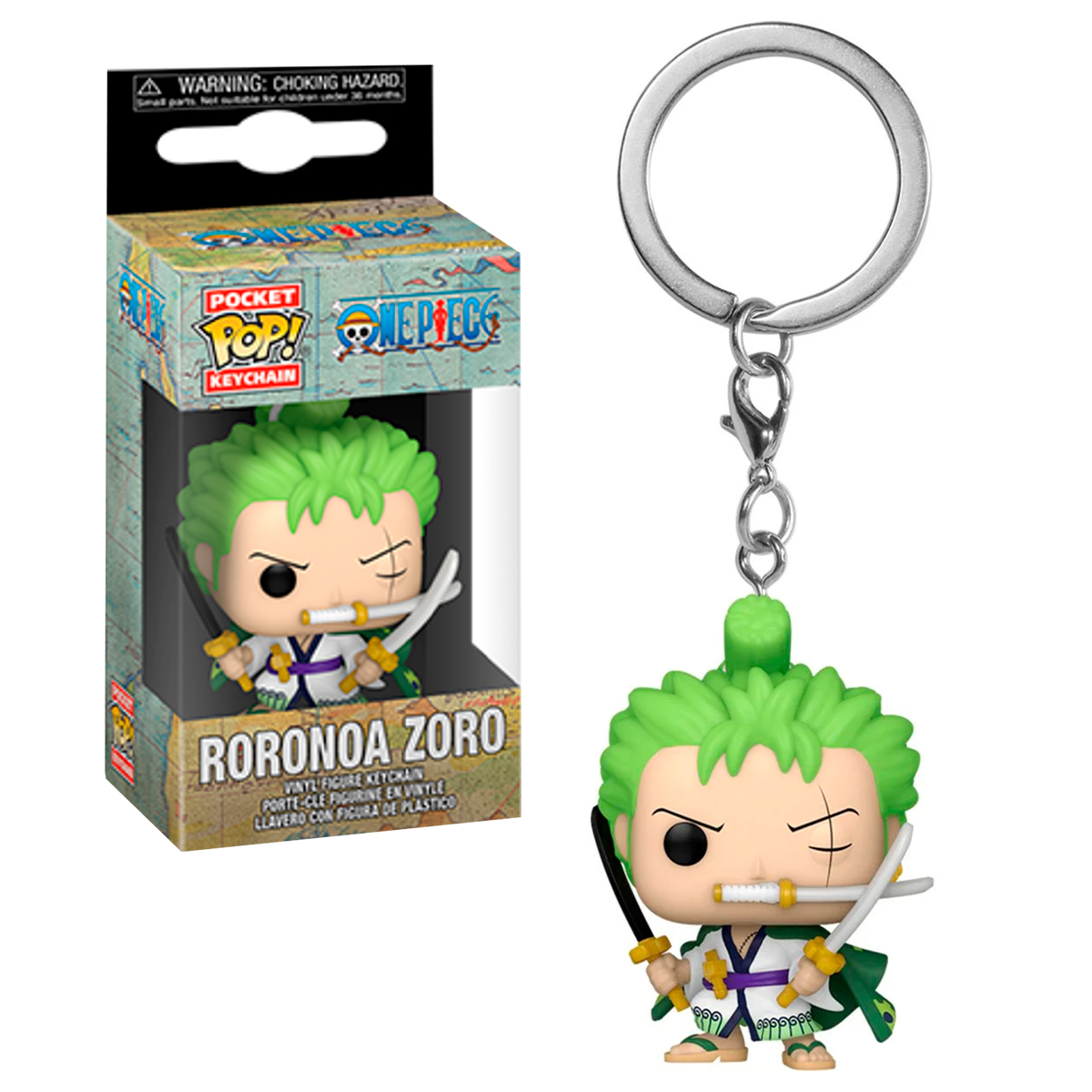 Foto 4 pulgar | Llavero Roronoa Zoro One Piece Anime Manga Funko Pop Keychain