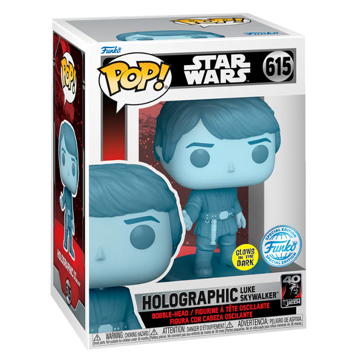 Foto 3 | Figura Funko Pop Luke Skywalker Holograma 615 Glow Star Wars El Regreso del Jedi