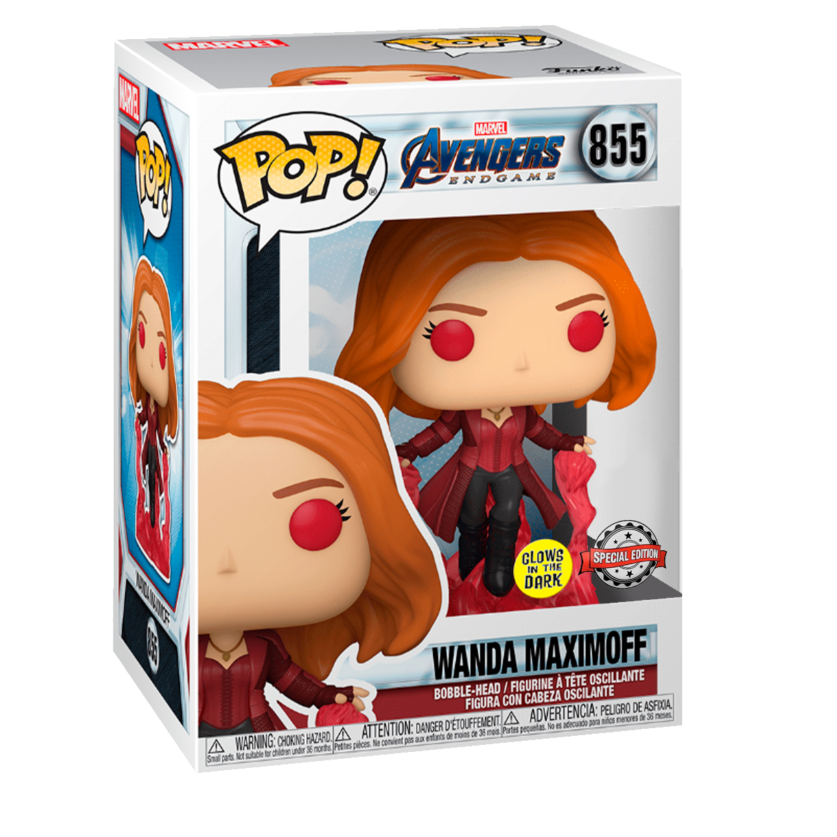 Foto 3 pulgar | Wanda Maximoff 855 Funko Pop Glow Avengers Endgame Marvel Studios