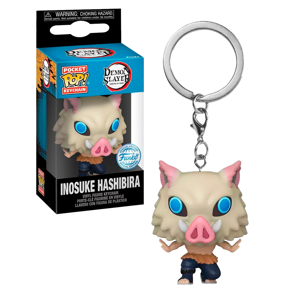Foto 4 pulgar | Llavero Inosuke Hashibira Funko Pop Demon Slayer