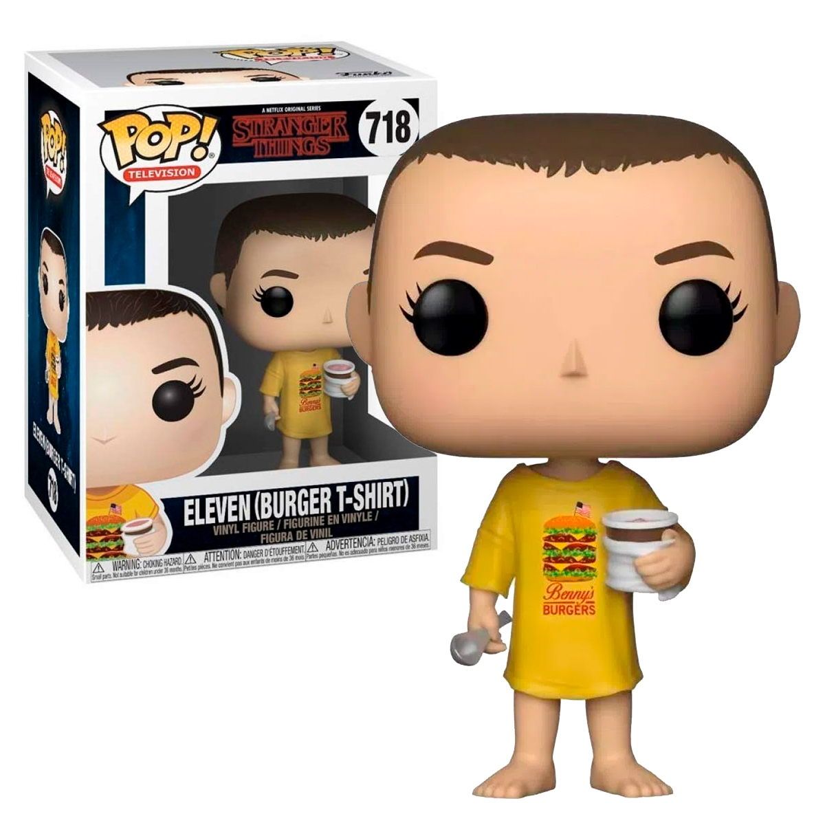 Foto 4 pulgar | Eleven Burger T Shirt 718 Stranger Things Serie Netflix Funko Pop