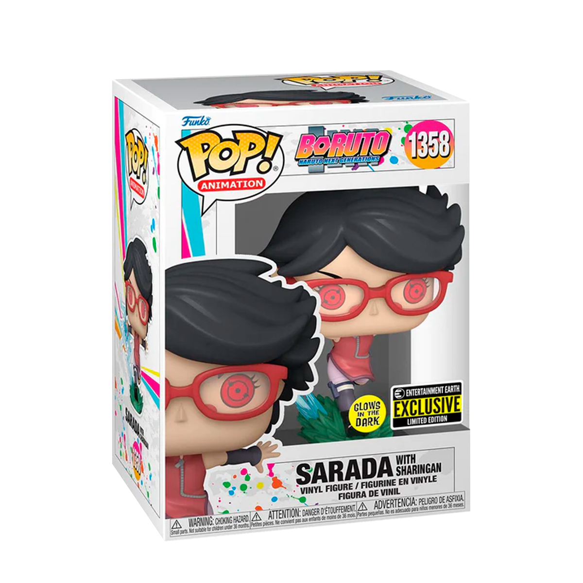 Foto 3 pulgar | Sarada con Sharingan 1358 Glow Exclusivo Boruto Naruto Next Generations Anime Manga Funko Pop