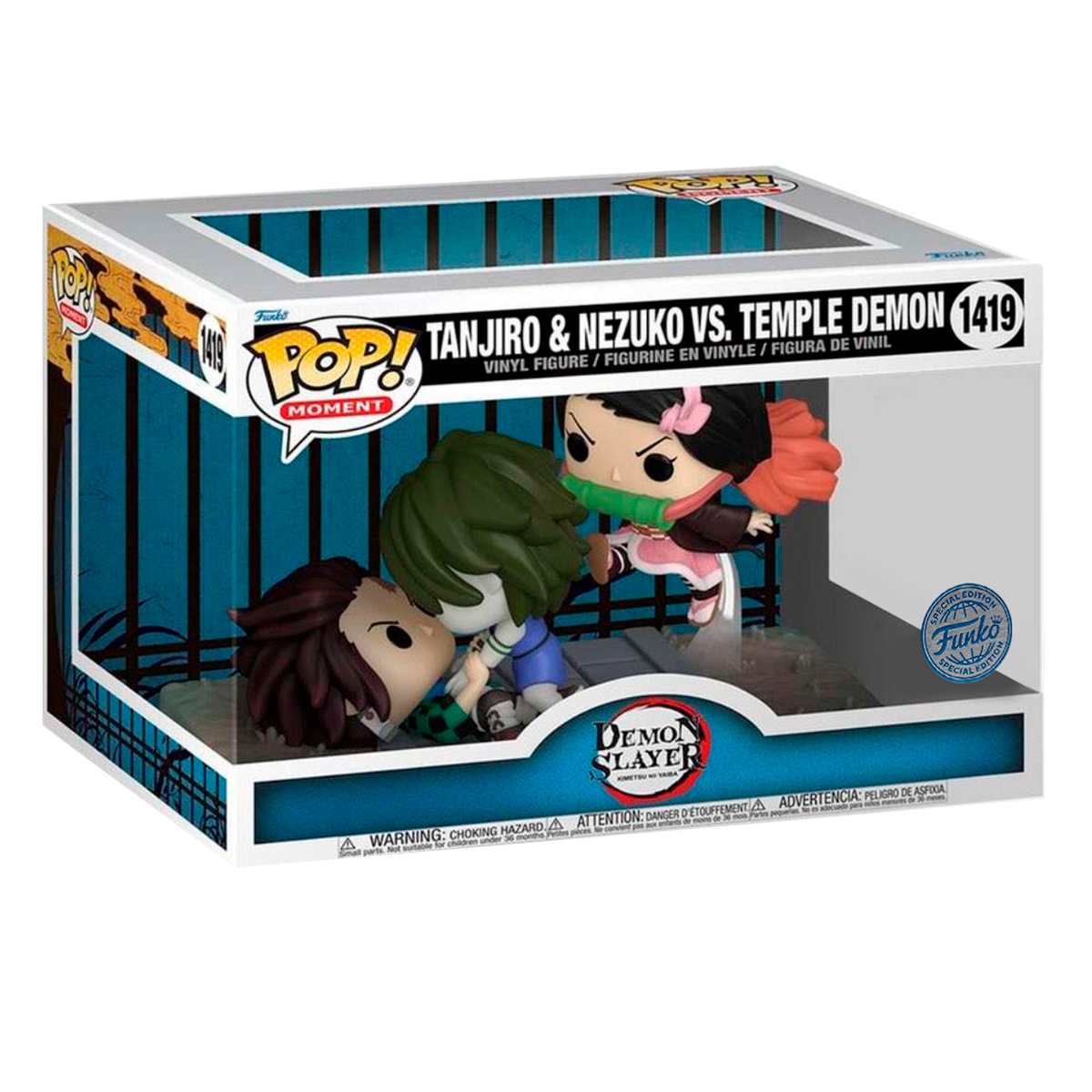 Foto 3 pulgar | Figura Funko Pop Tanjiro y Nezuko Contra el Demonio del Templo 1419 Escena Demon Slayer Anime