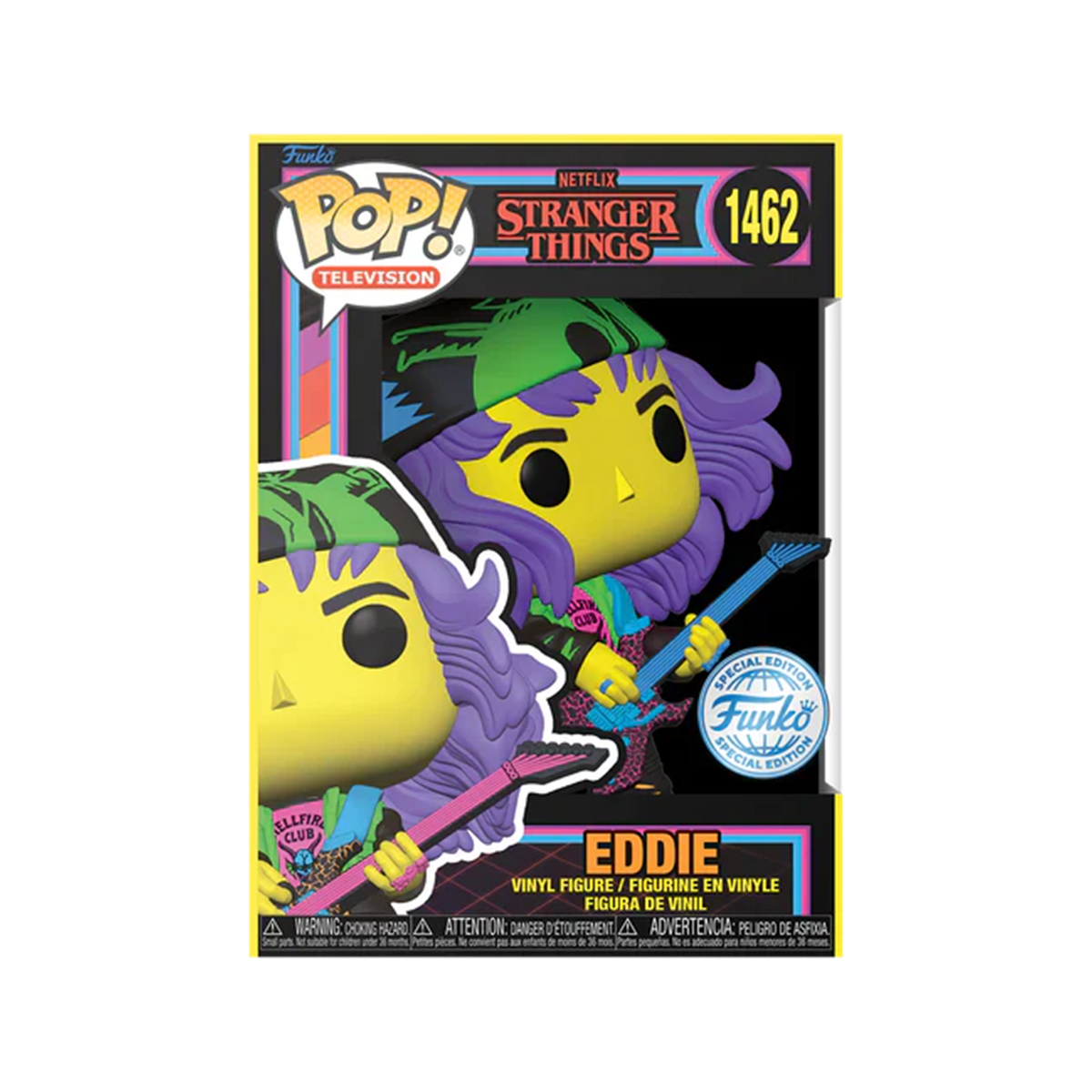 Foto 3 pulgar | Funko Pop Eddie Con Guitarra 1462 Blacklight Stranger Things Netflix