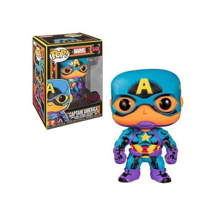 Foto 4 pulgar | Funko Pop! Marvel Black Light Captain America - Venta Internacional