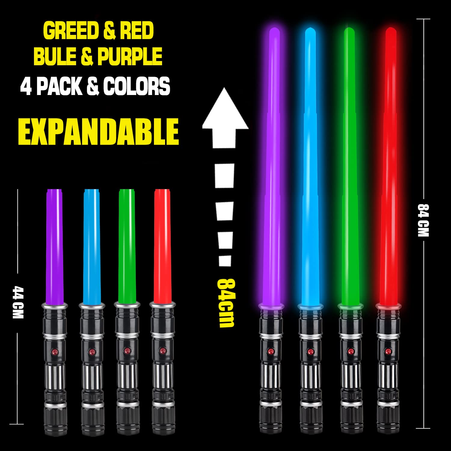 Foto 3 pulgar | Light Up Saber Lesuter Toys, Paquete De 4 Unidades Con 4 Colores Para Niños Y Adultos - Venta Internacional.