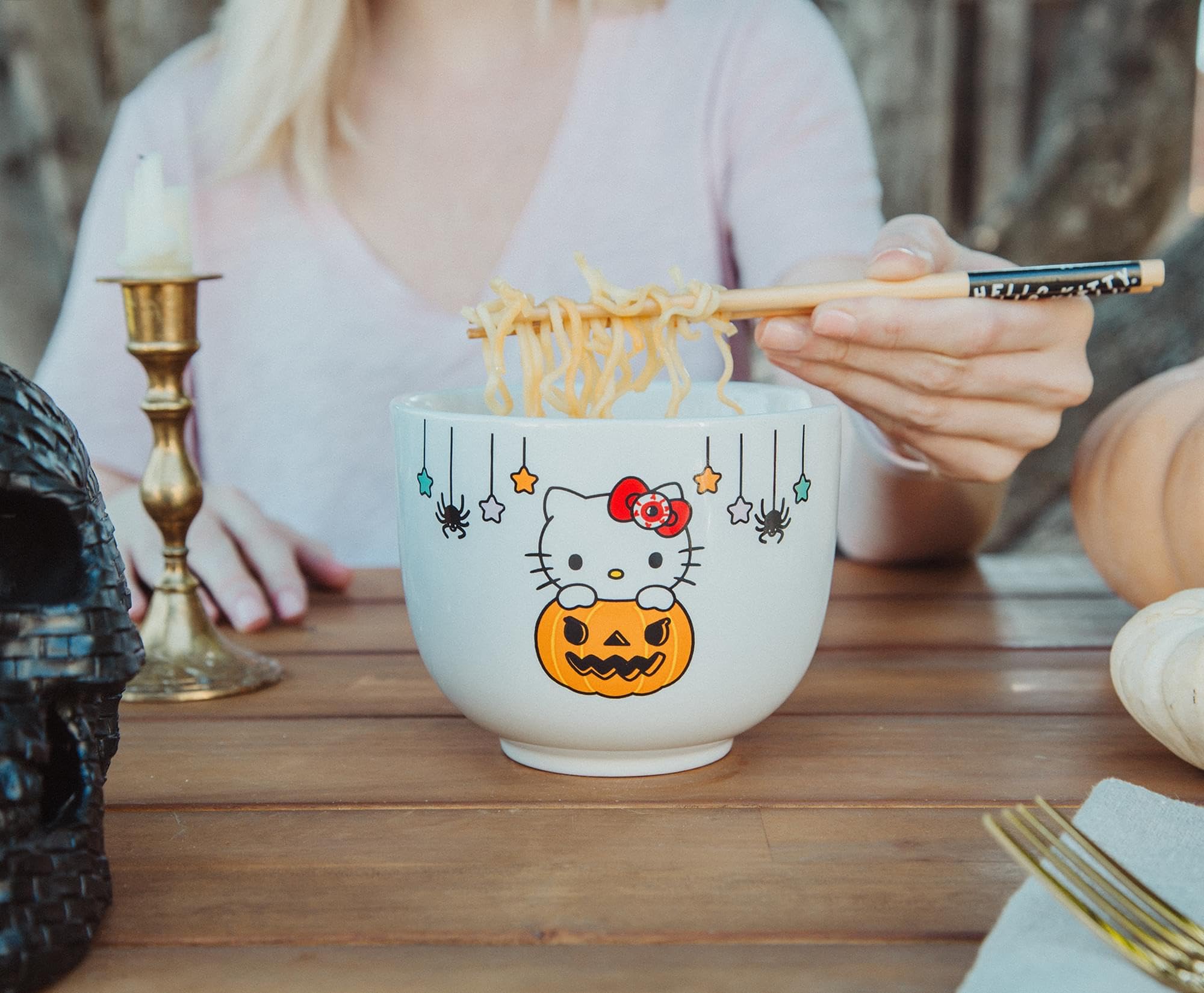 Foto 5 pulgar | Juego De Vajilla Sanrio Hello Kitty Pumpkin Boo Ramen Ceramic - Venta Internacional.