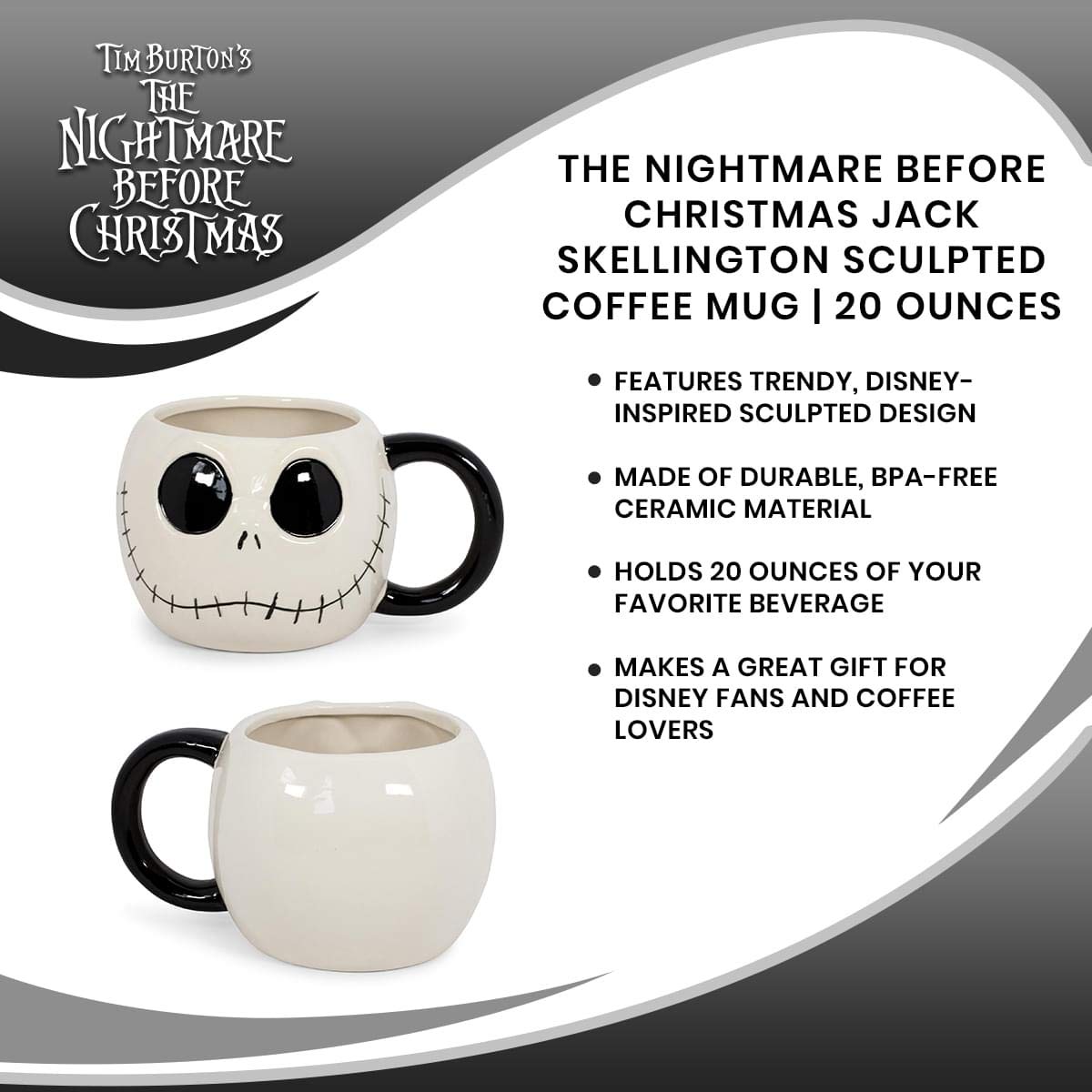 Foto 8 pulgar | Taza De Café Silver Buffalo The Nightmare Before Christmas Jack - Venta Internacional.