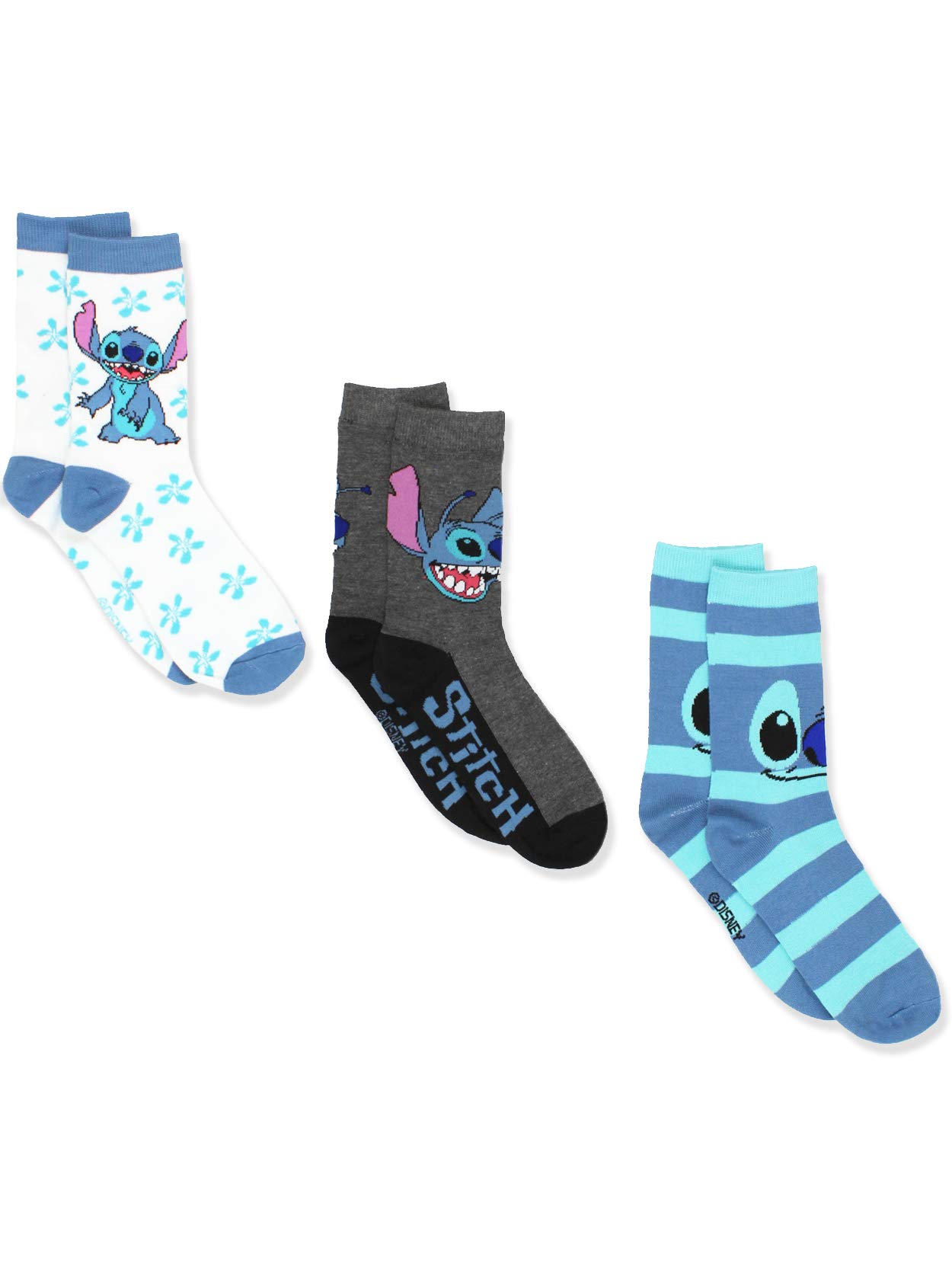 Pack De 3 Calcetines Disney Lilo & Stitch Crew Para Mujer, Tamaño Grande - Venta Internacional.