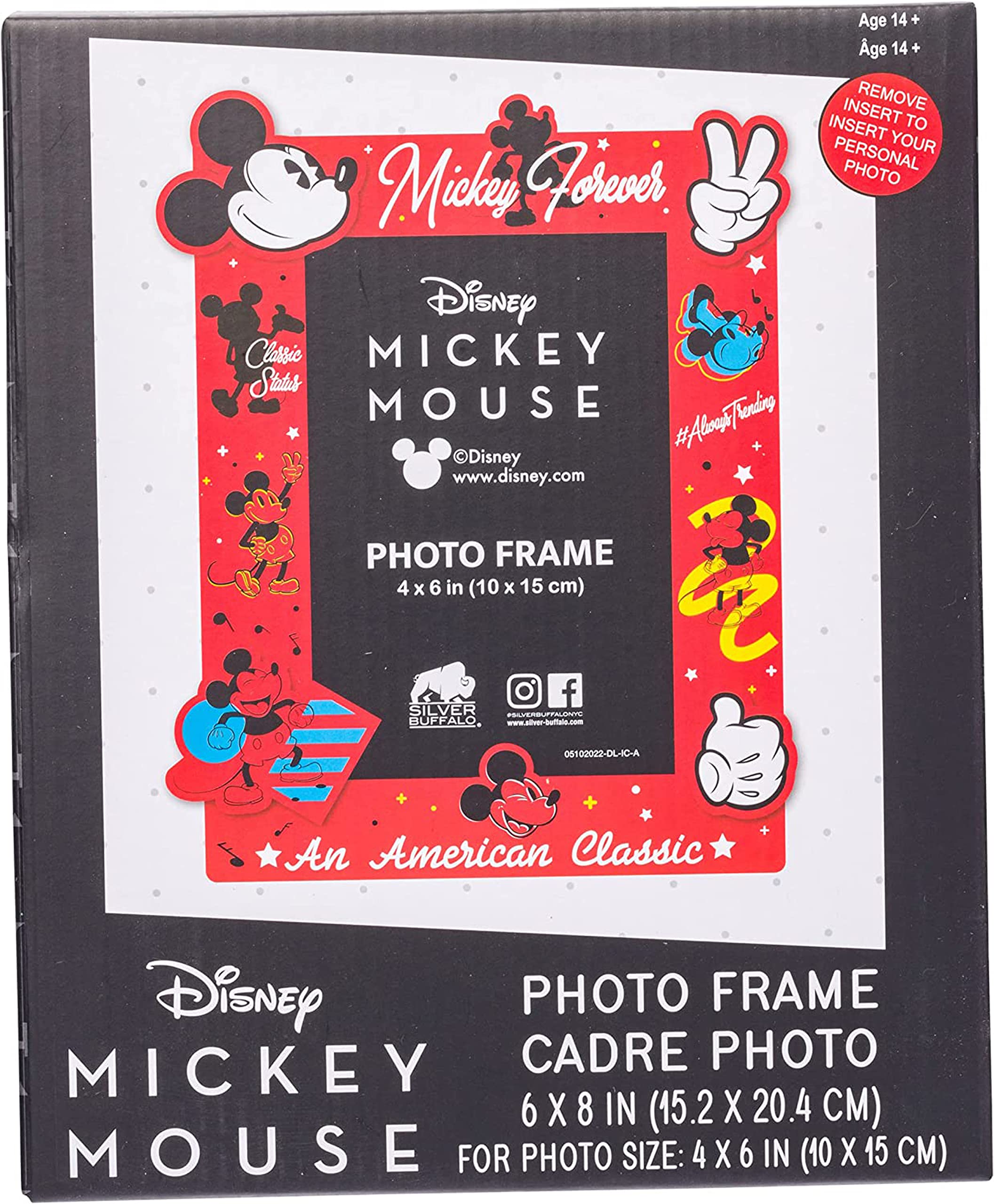Foto 5 | Marco De Fotos Plateado Buffalo Disney Mickey 4x6 - Venta Internacional.