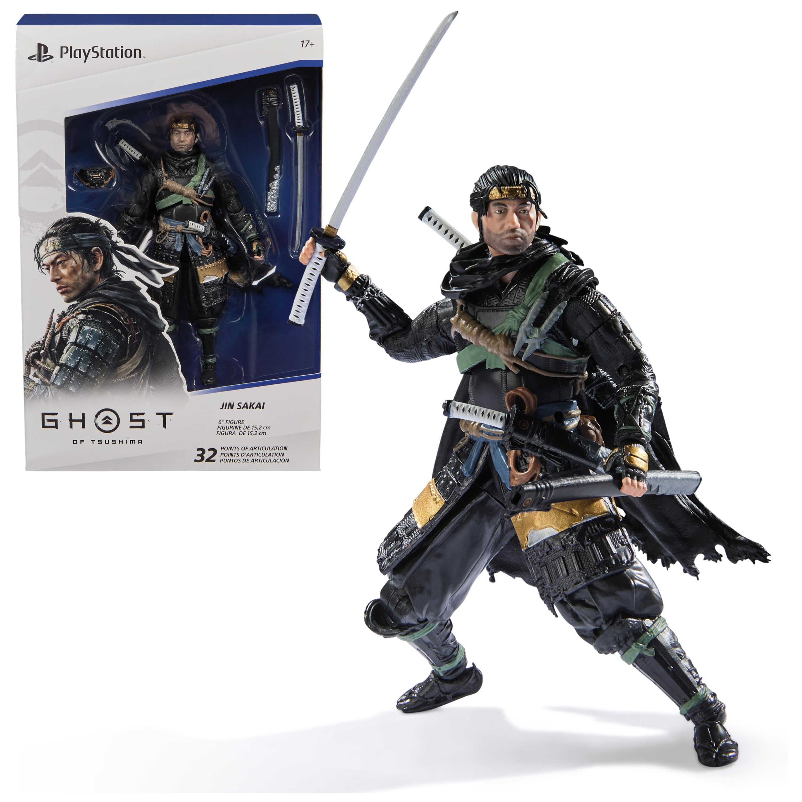 Foto 2 pulgar | Figura De Acción Playstation Ghost Of Tsushima Jin Sakai 6'' - Venta Internacional.