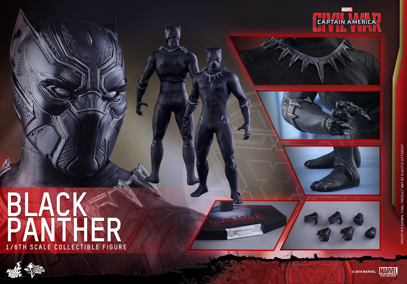 Foto 3 pulgar | Black Panther 1/6 Marvel Captain America Civil War