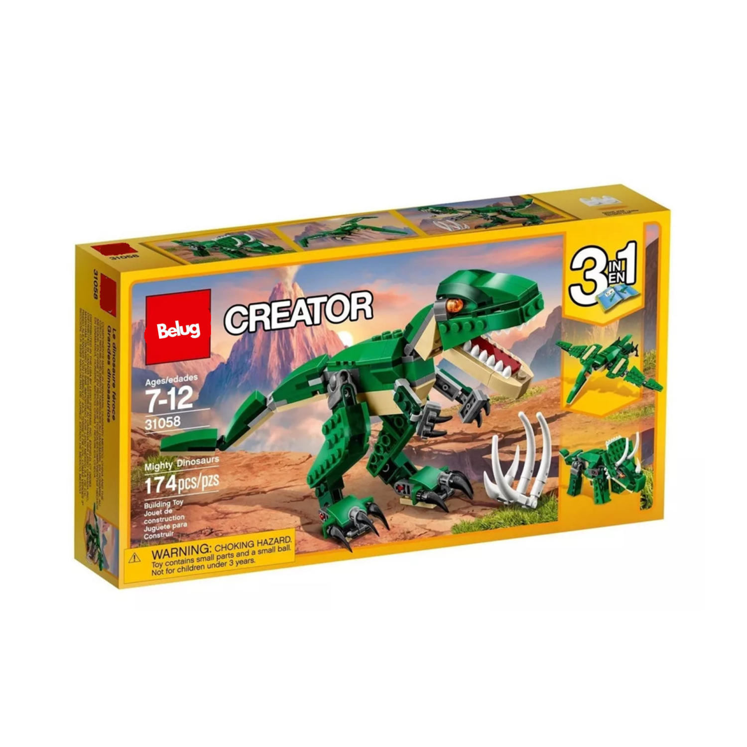 Foto 6 pulgar | Kit Creator 3 En 1 Grandes Dinosaurios Belug 31058 174 Piezas Verde