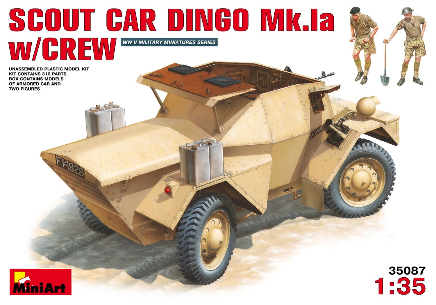Foto 2 pulgar | Maqueta De Plástico Miniart Scout Car Dingo Mk 1a Con Tripulación 1:35 - Venta Internacional.