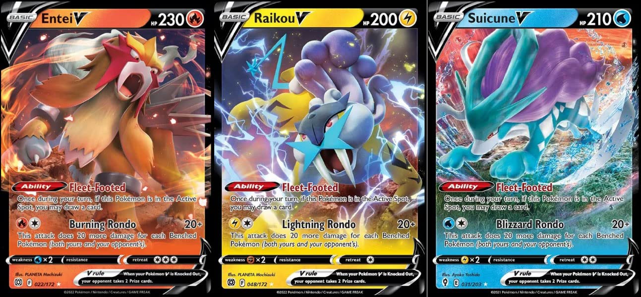 Foto 2 pulgar | Lote De Cartas Legendario De Pokémon Suicune V Entei V Raikou V - Venta Internacional.