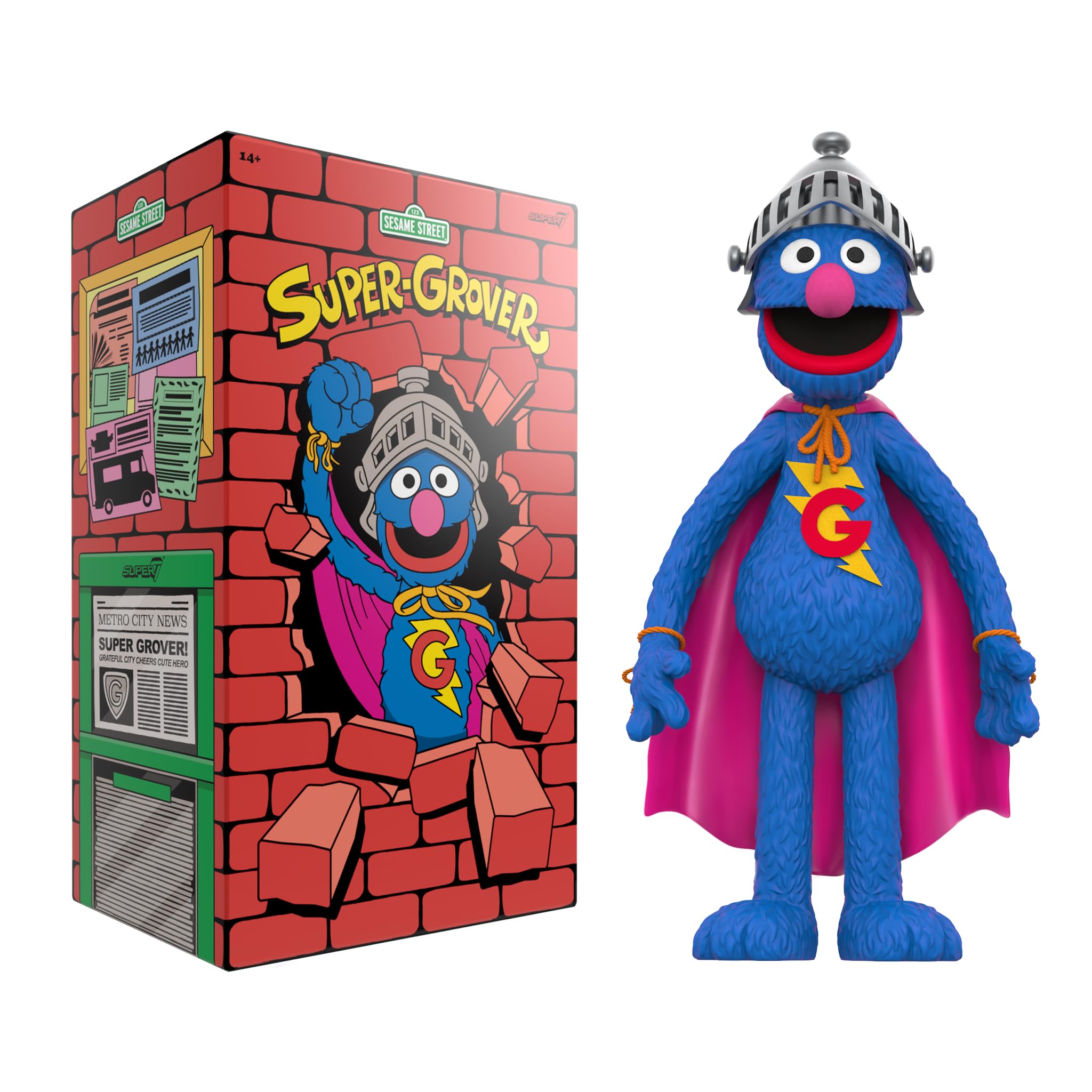 Foto 3 | Figura De Acción Super7 Sesame Street Super Grover De 17 Pulgadas - Venta Internacional.