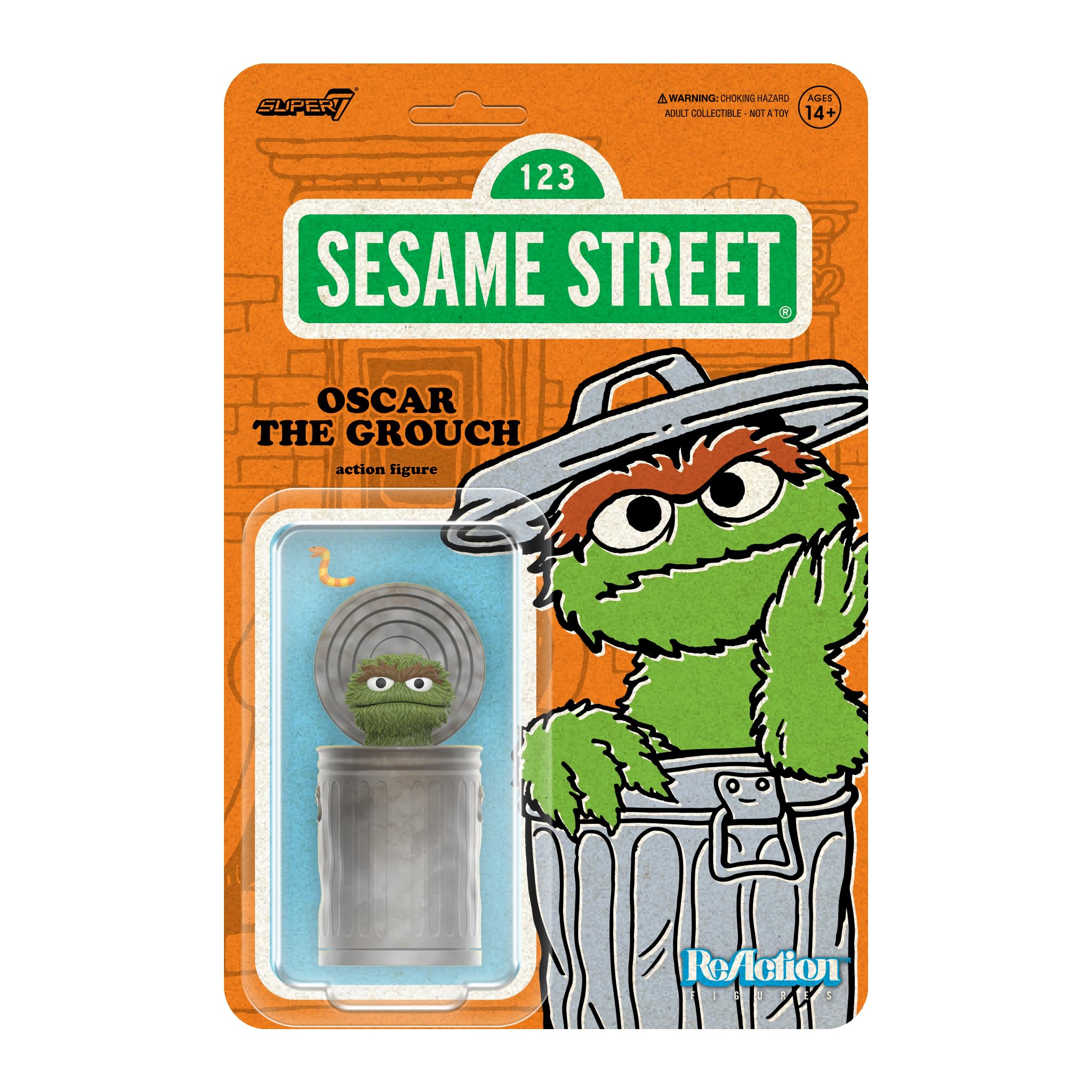 Foto 2 pulgar | Figura De Acción Super7 Sesame Street Reaction Oscar The Grouch - Venta Internacional.