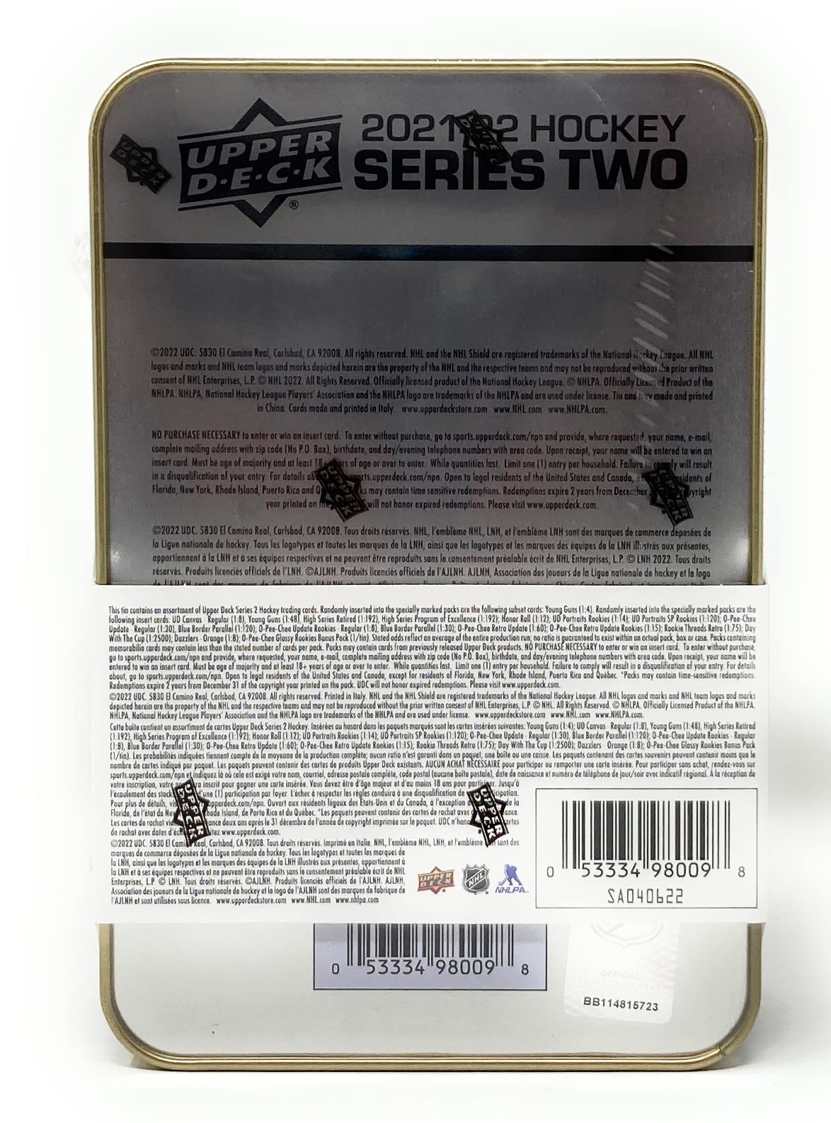 Foto 2 | Hockey Cards Collector's Tin Upper Deck 2021-22 Serie 2 - Venta Internacional.