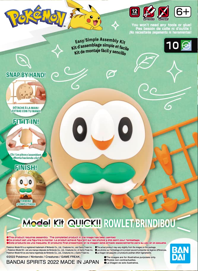 Foto 3 pulgar | Kit Modelo Bandai Hobby Pokémon #10 Rowlet ¡rápido! Serie - Venta Internacional.