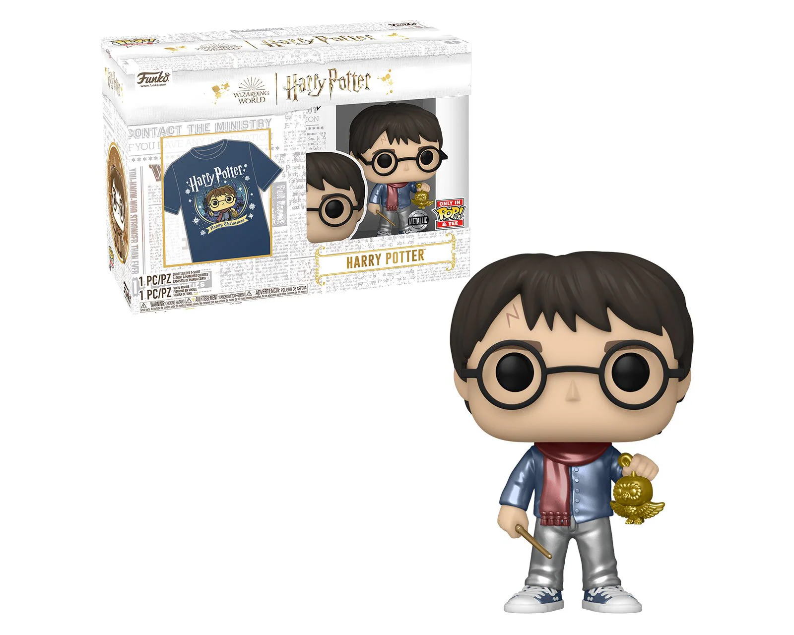 Foto 1 | Funko Pop & Tee Harry Potter - Harry Navidad Talla G