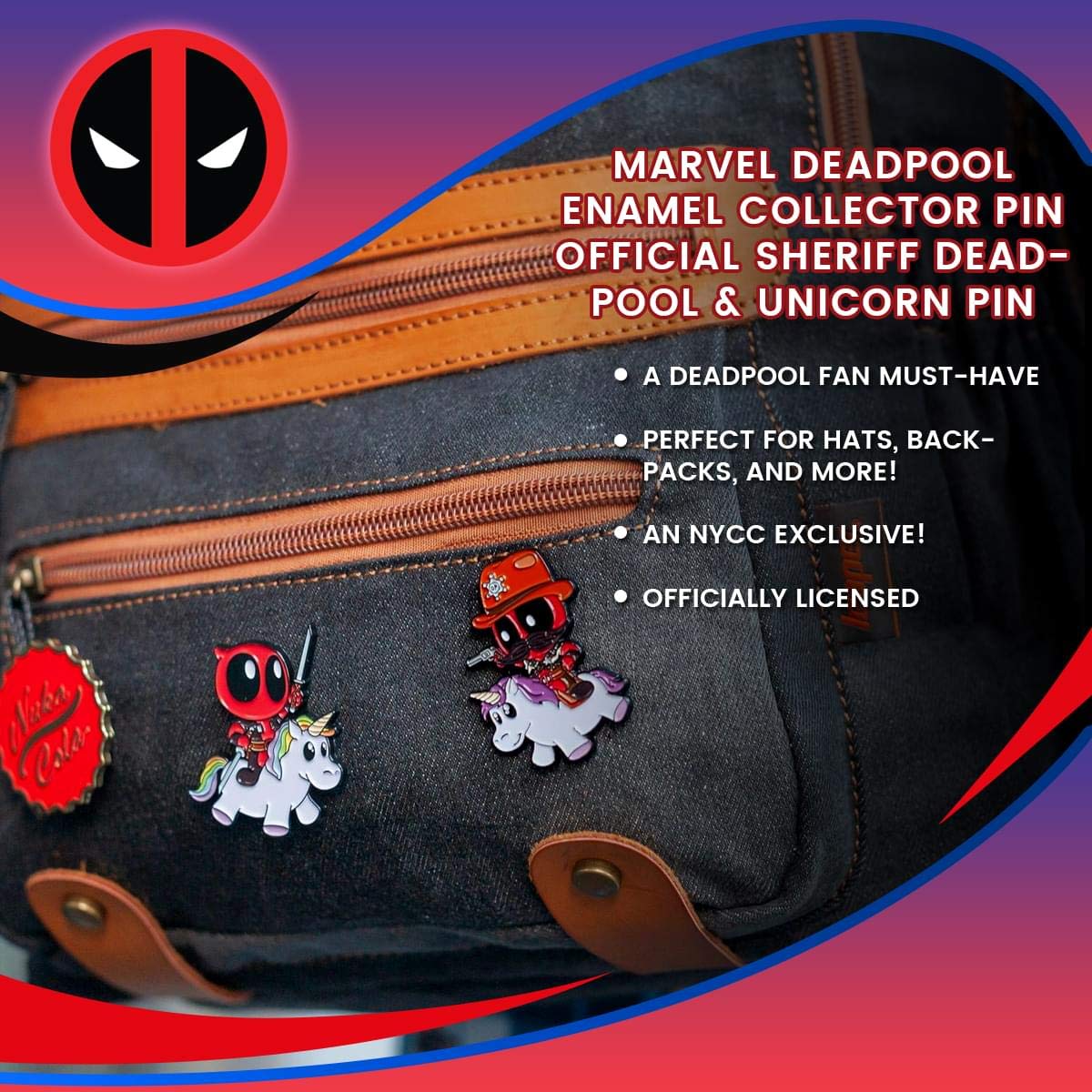 Foto 4 | Pin De Coleccionista Marvel Deadpool Sheriff Riding Unicorn - Venta Internacional.
