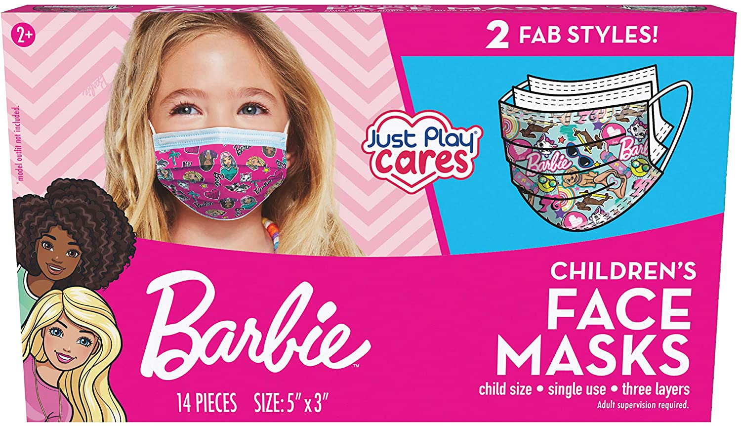 Foto 2 pulgar | Venta Internacional- Children's Single Use Face Mask, Barbie, 14 Recuento, Pequeño, Edades 2-7, Multi (61052)